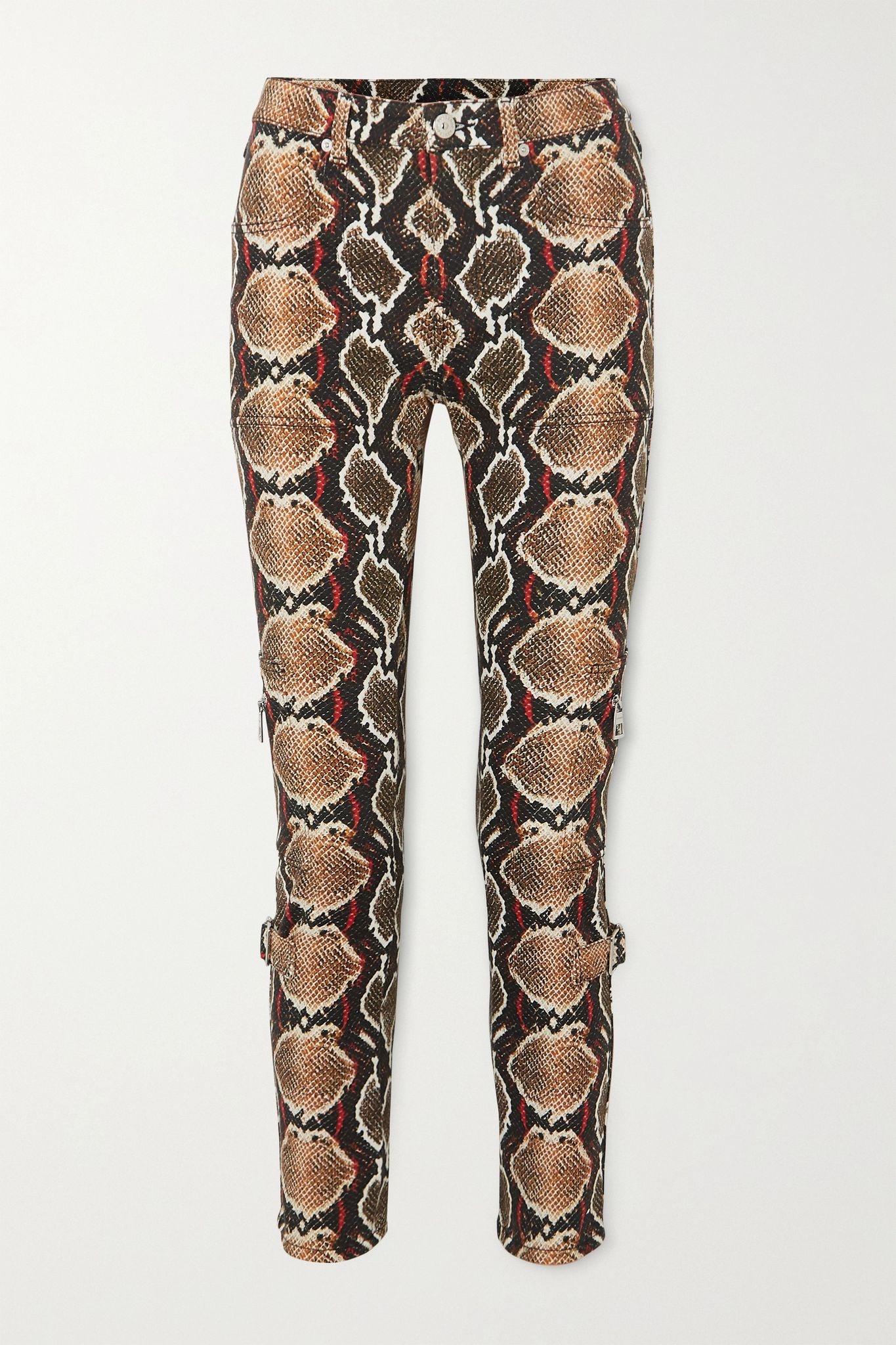 Snake-print high-rise slim-leg jeans - 1