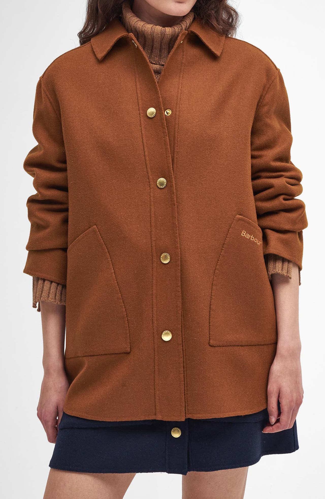 Barbour Barbour Reighton Wool Blend Shirt Jacket in Brown/Old