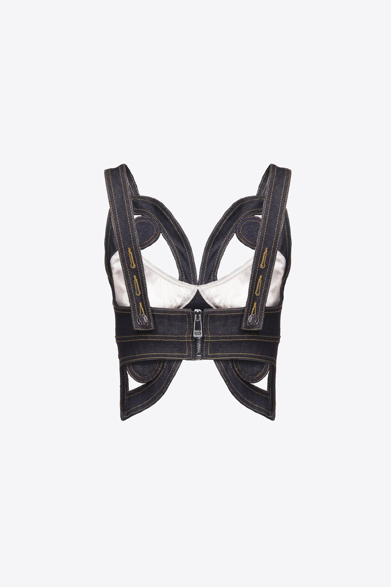 AREA BUTTERFLY CUTOUT RAW DENIM TOP outlook