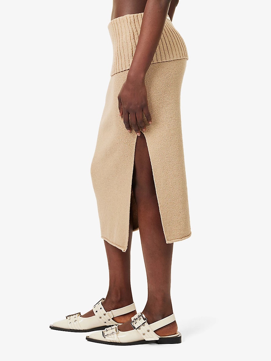 Courtney fold-over cotton-blend midi skirt - 3