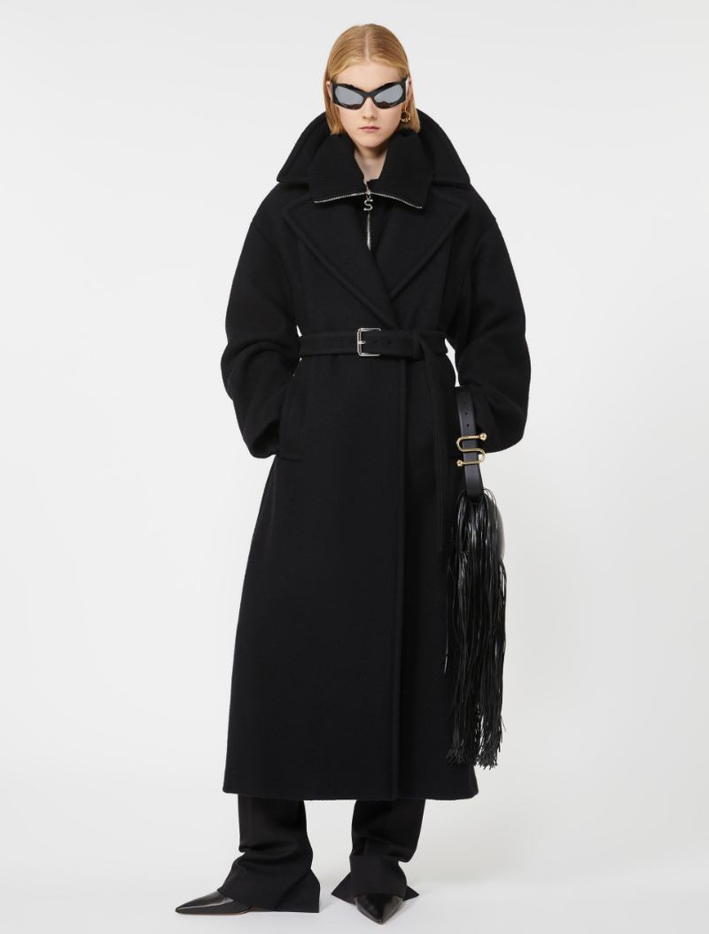 Sportmax Double-sided pure wool coat - BLACK outlook