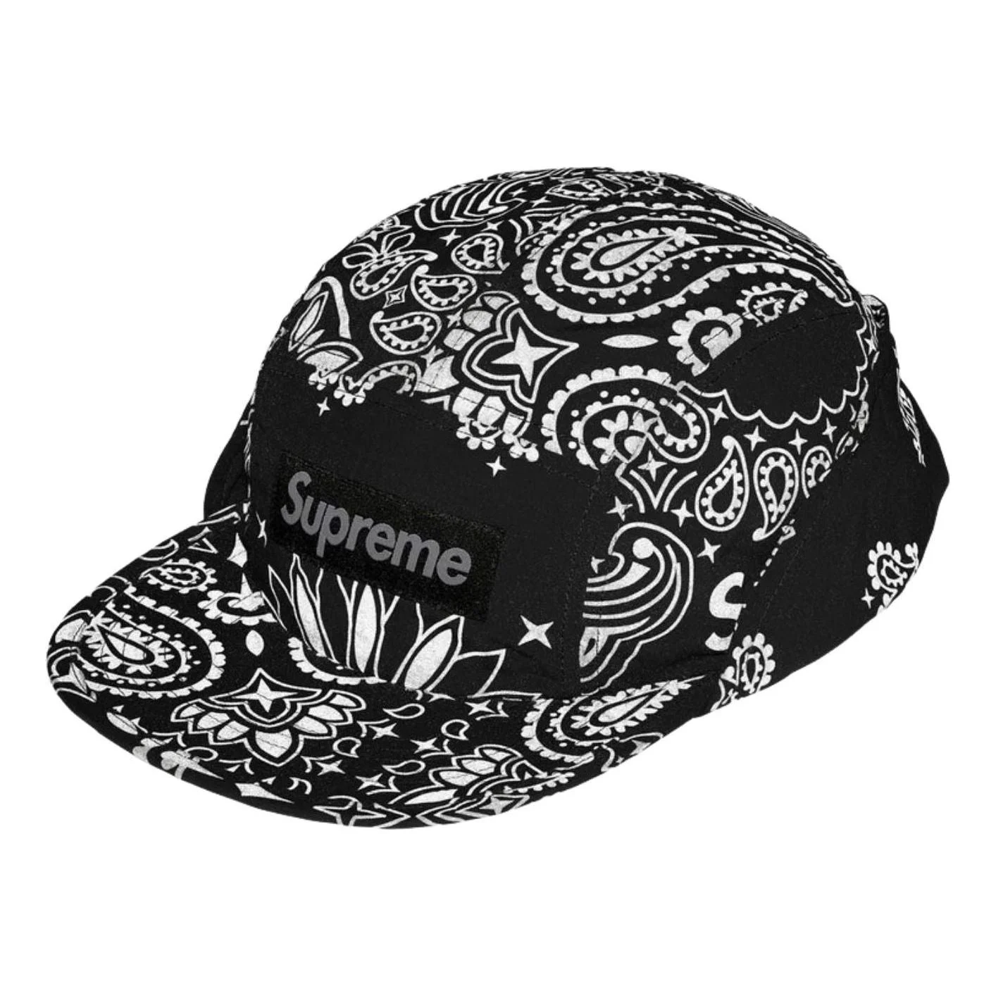 Supreme SS26 Reflective Bandana Sunshield Camp Cap 'Black' SUP-SS26-1048-BLK - 1