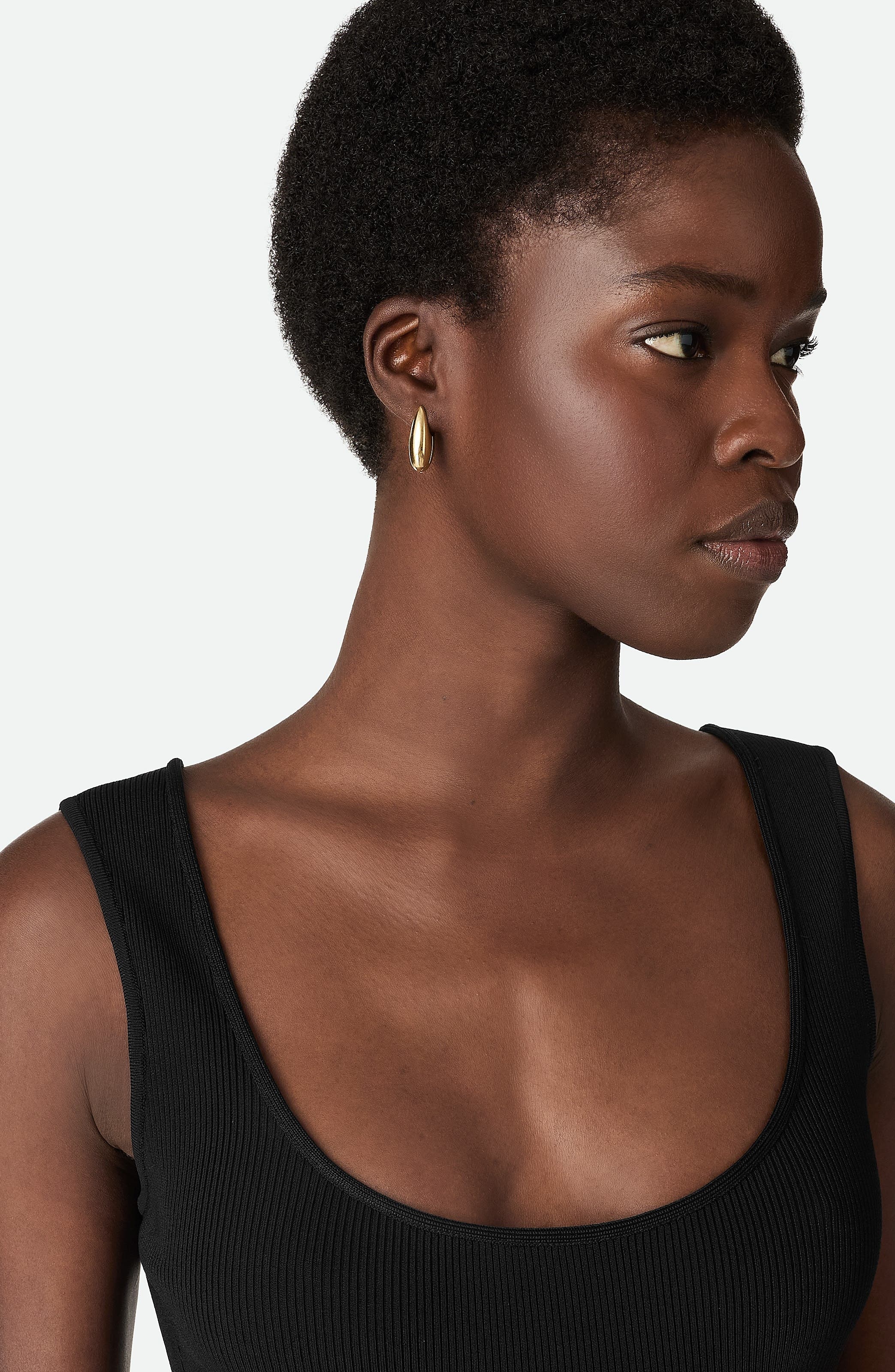 Bottega Veneta Small Ellipse Huggie Hoop Earrings in 8120 Yellow Gold at Nordstrom - 2