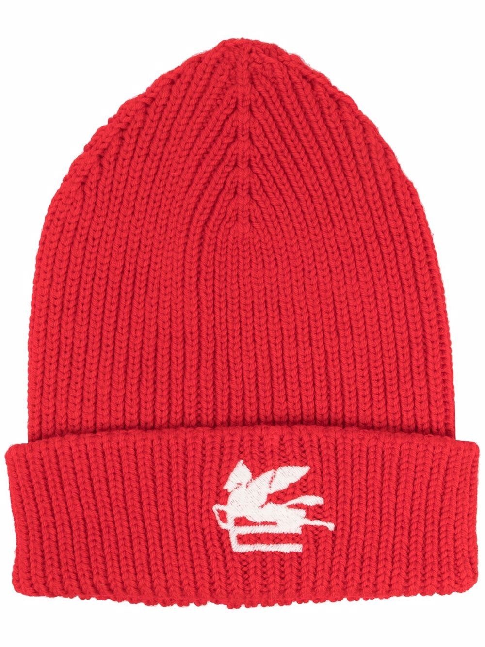 embroidered-logo knitted beanie - 1