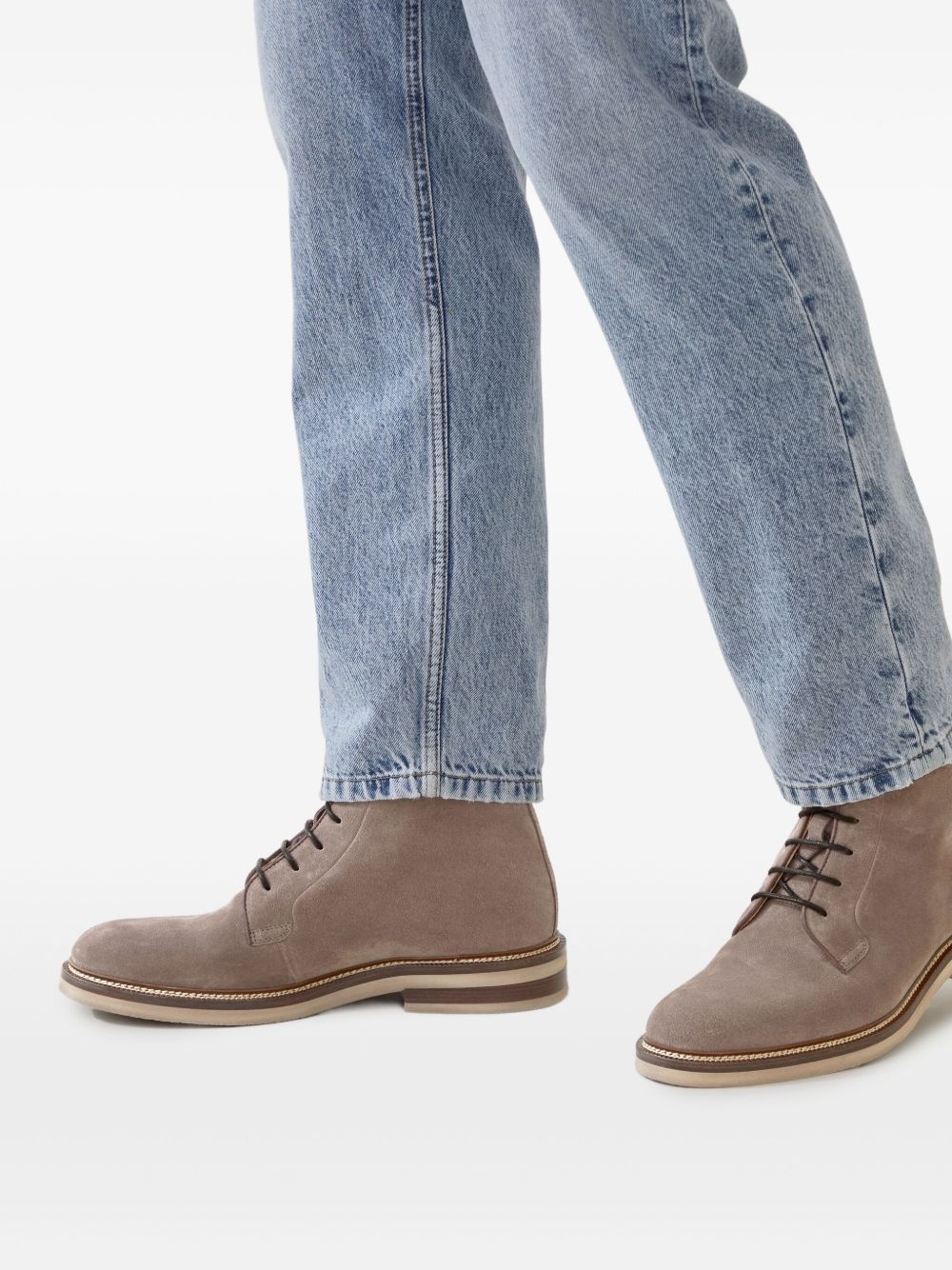 lace-up suede boots - 5