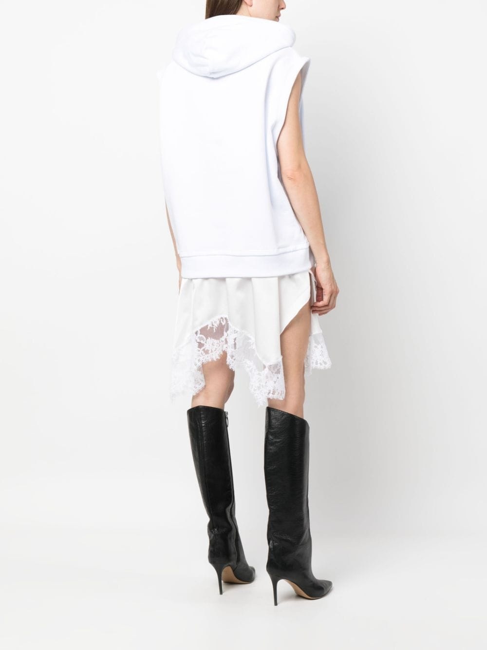 logo-print lace-trim minidress - 4