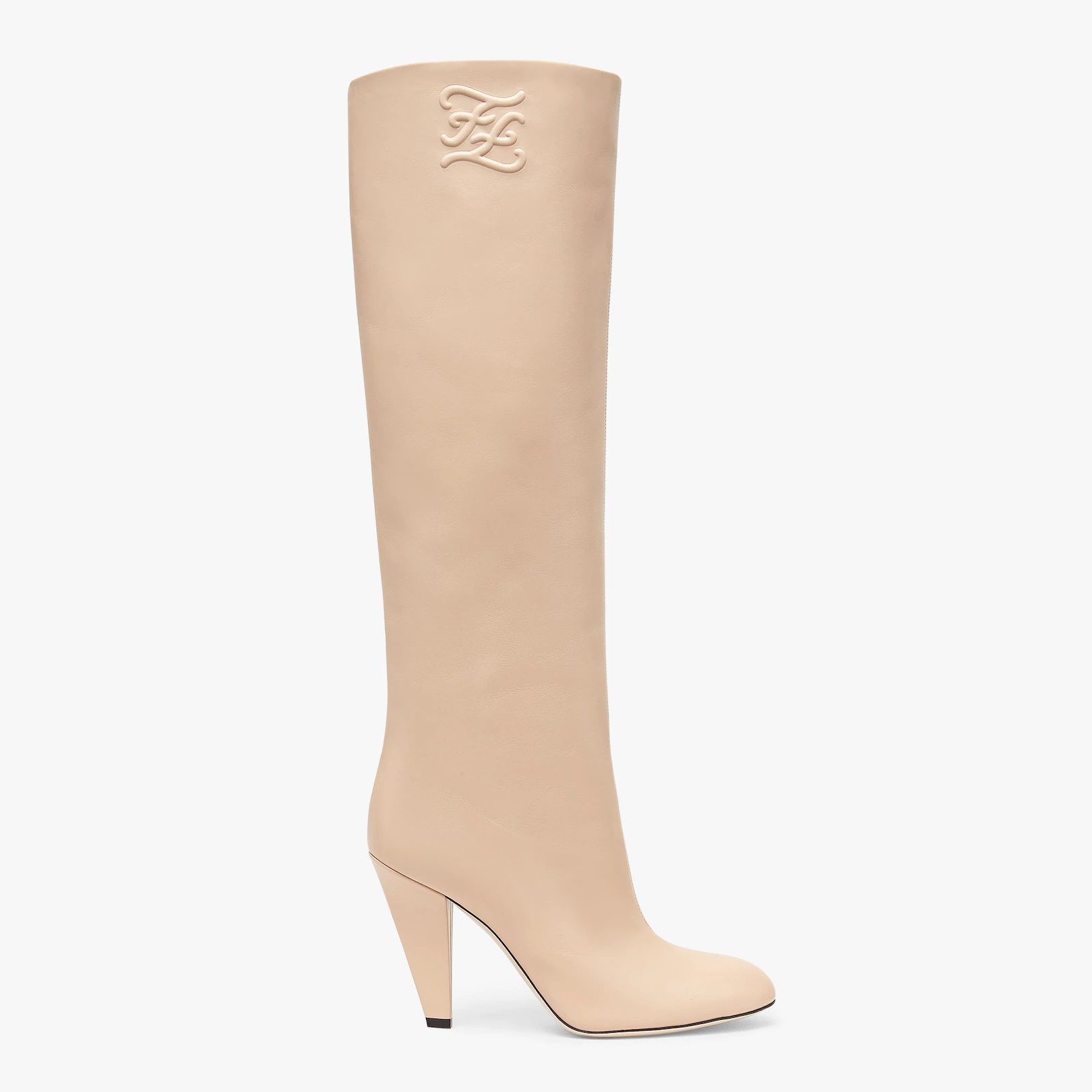 Pink leather, high-heeled boots - 1