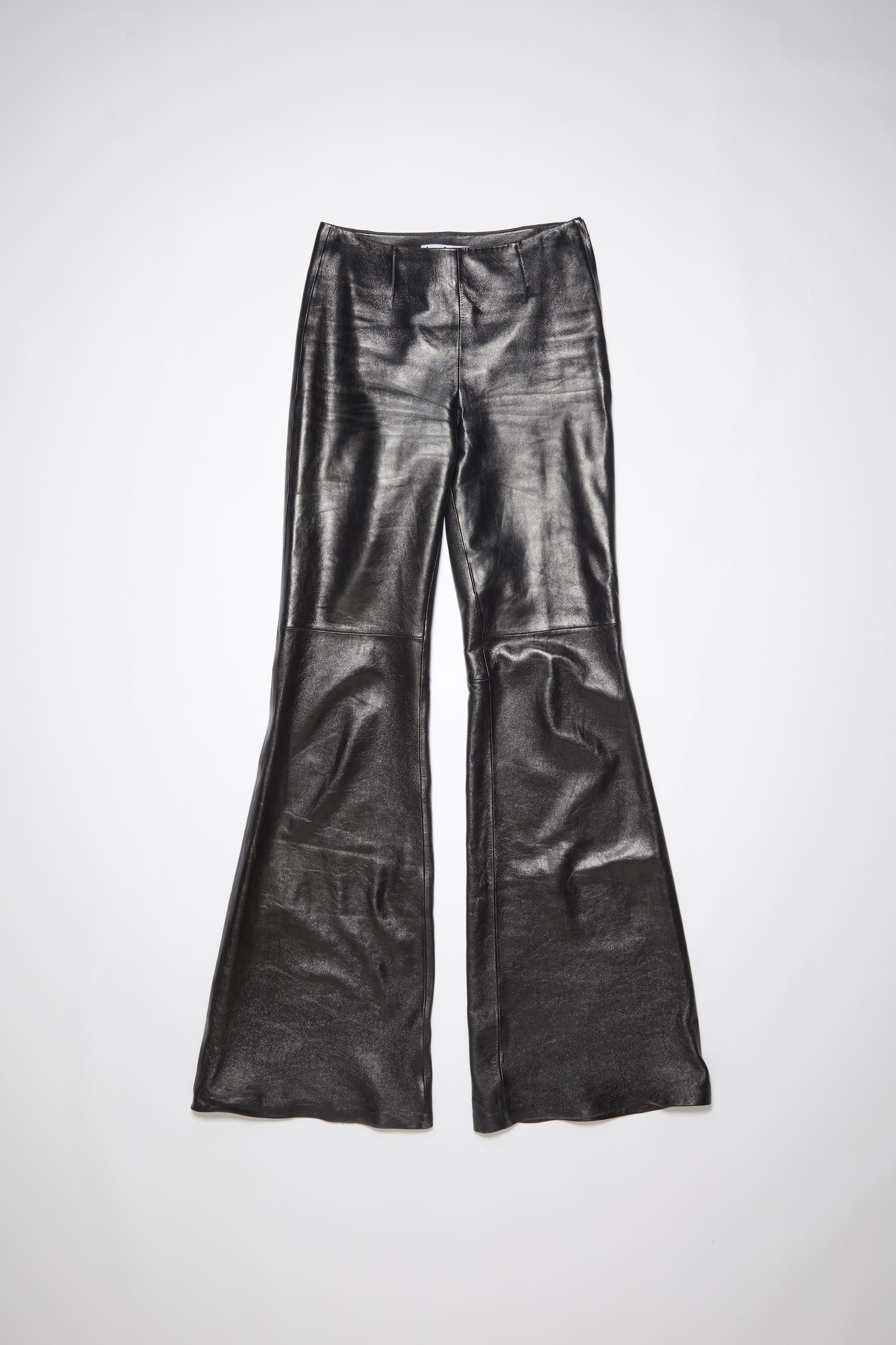 Flared leather trousers - Black - 1