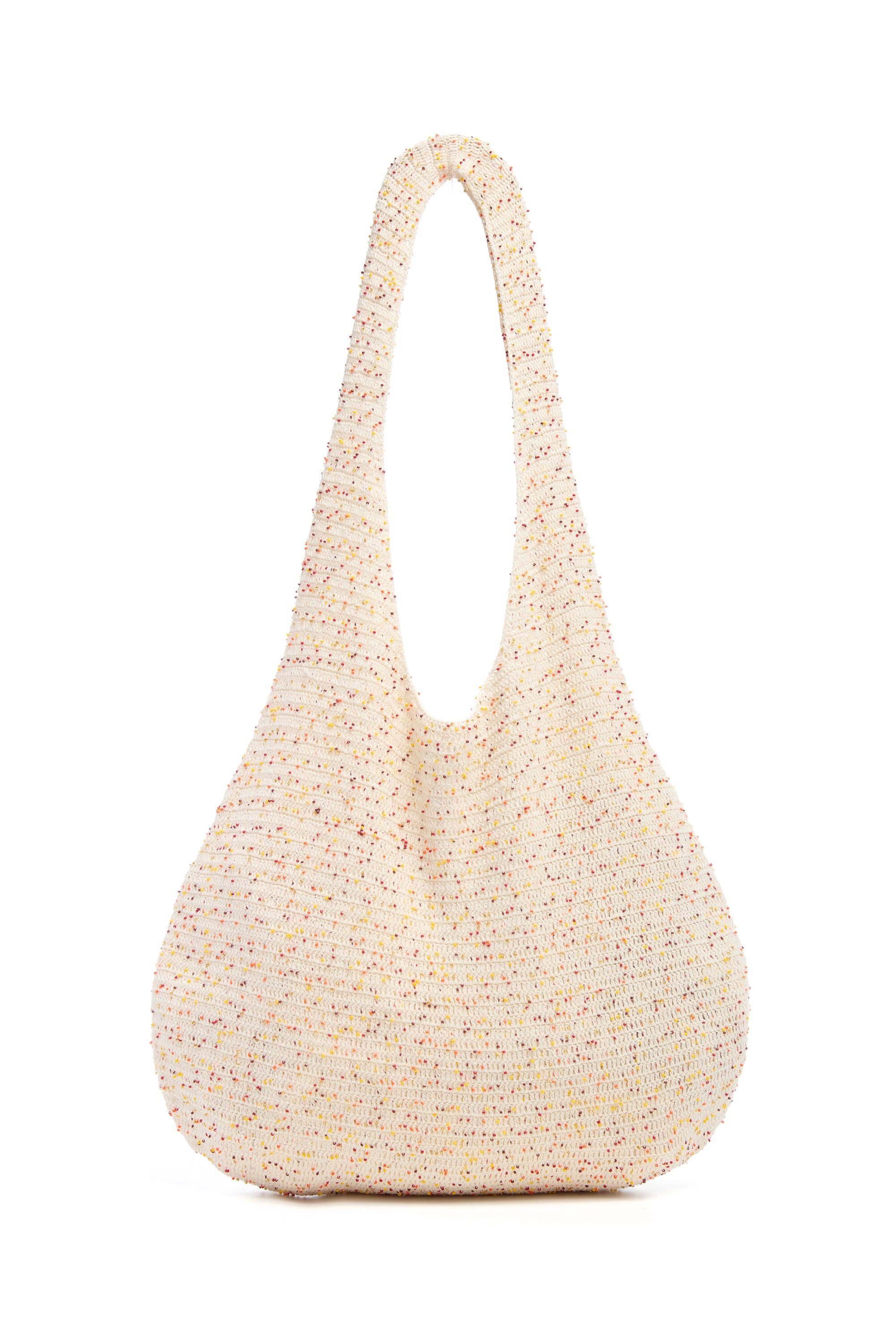 Hedone Knit Hobo Bag in Ivory Multi Beaded Cashmere - 3