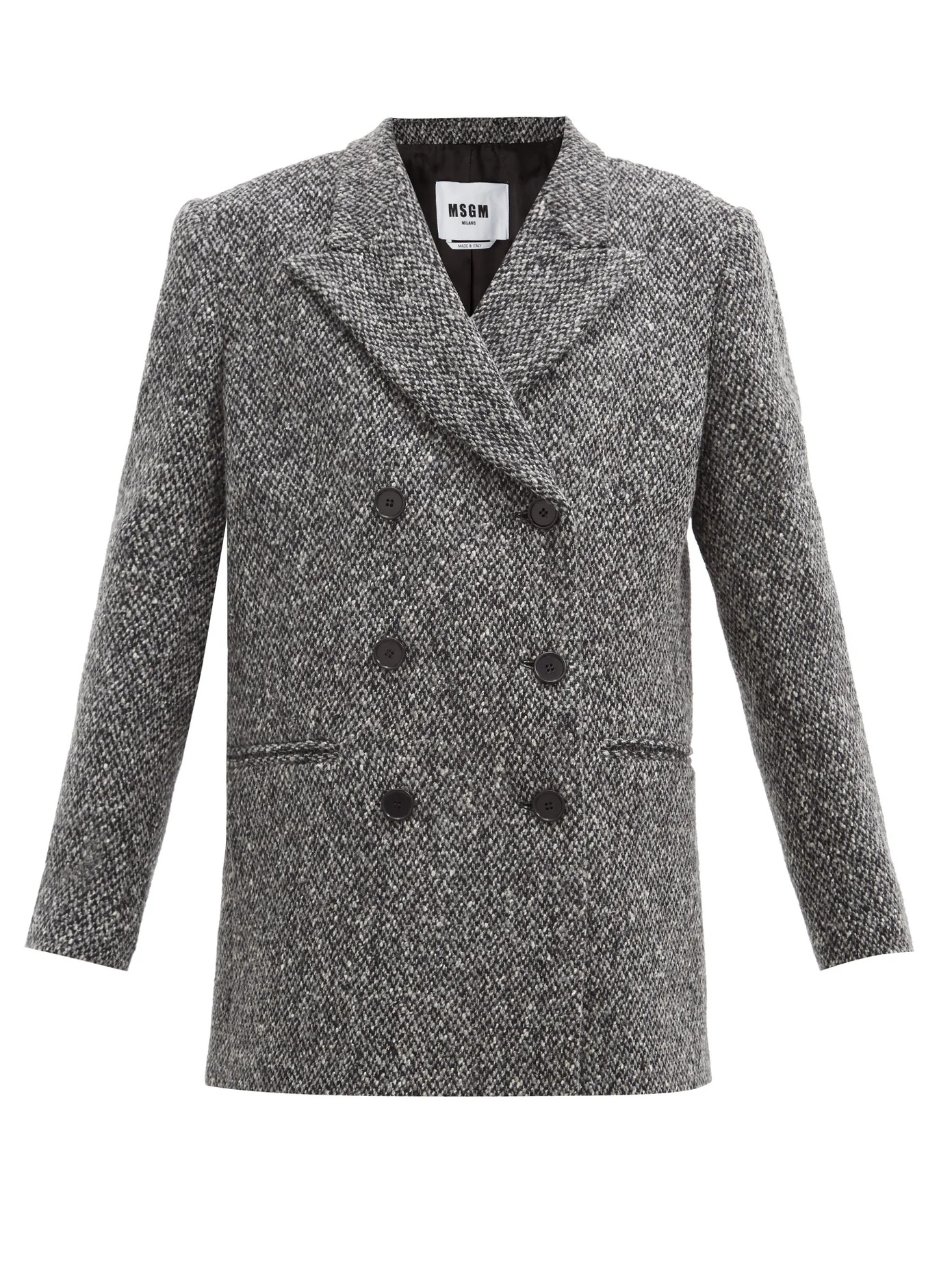 Double-breasted wool-tweed jacket - 1