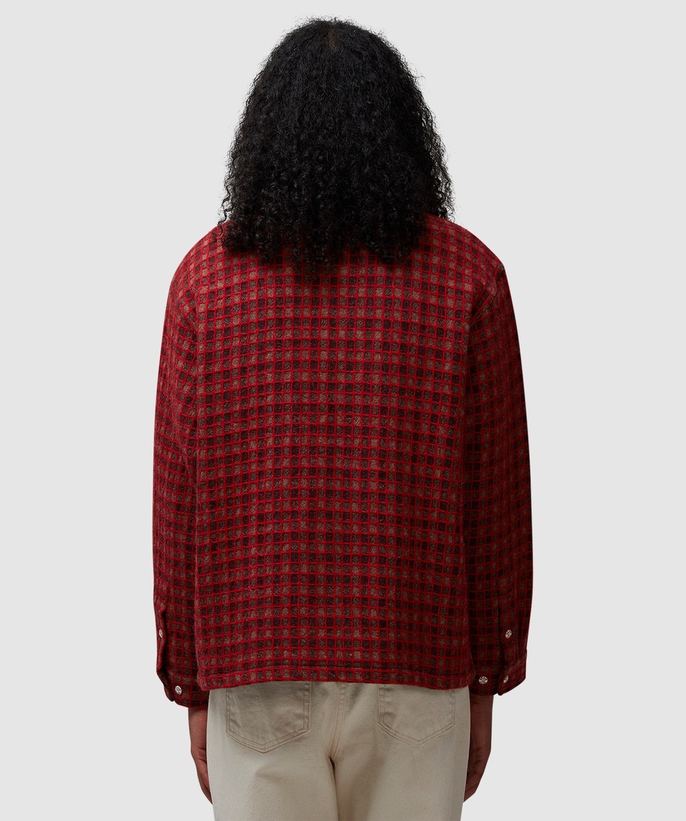 トップス brain dead CHECK MATE FLANNEL ZIP SHIRT Brain Dead: Men's Check Mate Flannel Zip Shirt (Red) | DSMNY