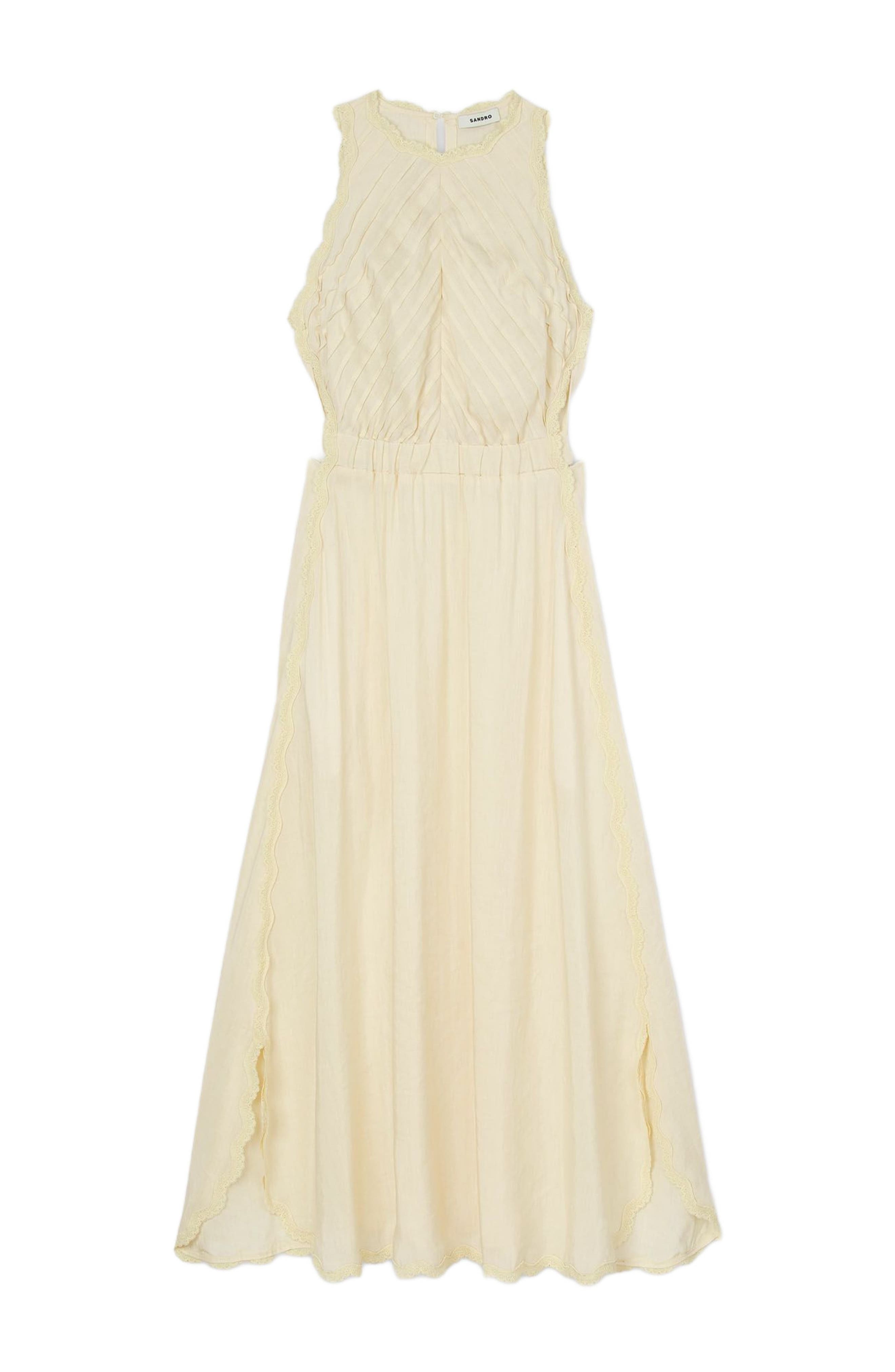 SANDRO Maxi dress with lace details in Light Yellow at Nordstrom - 5