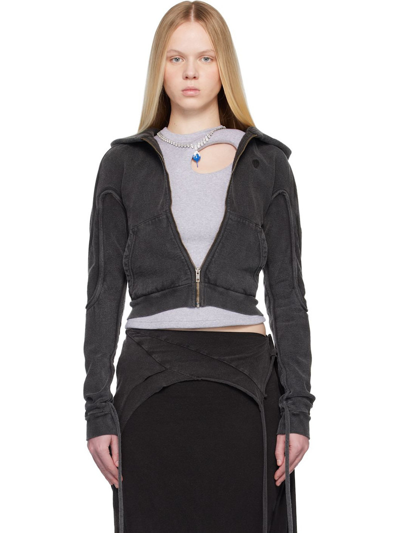 Black Fitted Zip Hoodie 1