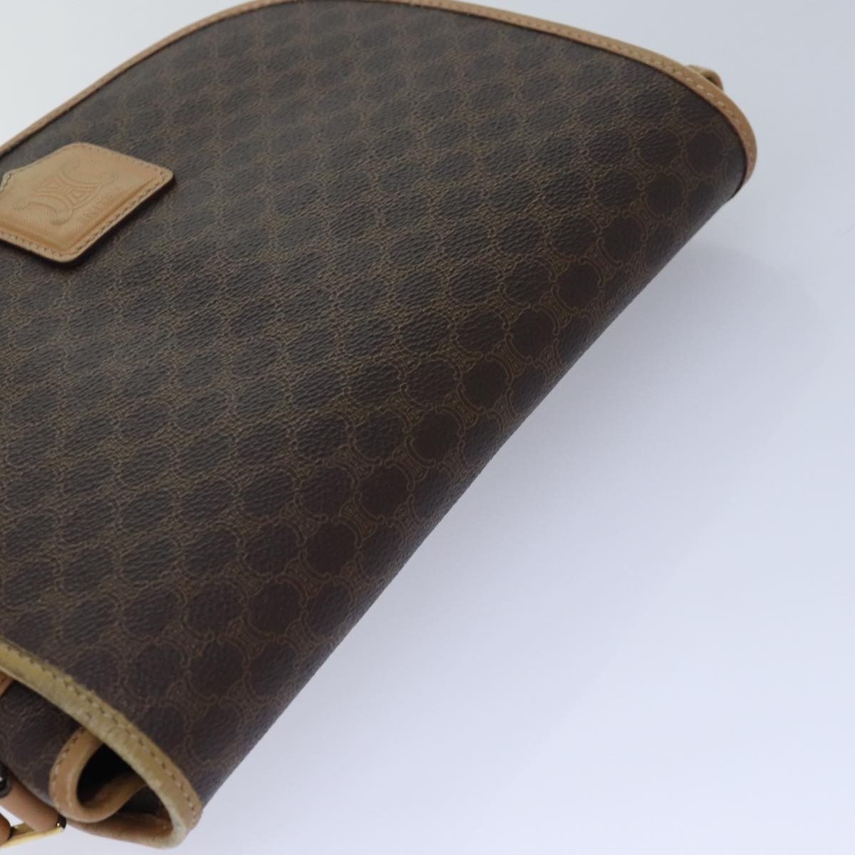 CELINE Macadam Canvas Shoulder Bag Pvc Leather Brown Gold - 6