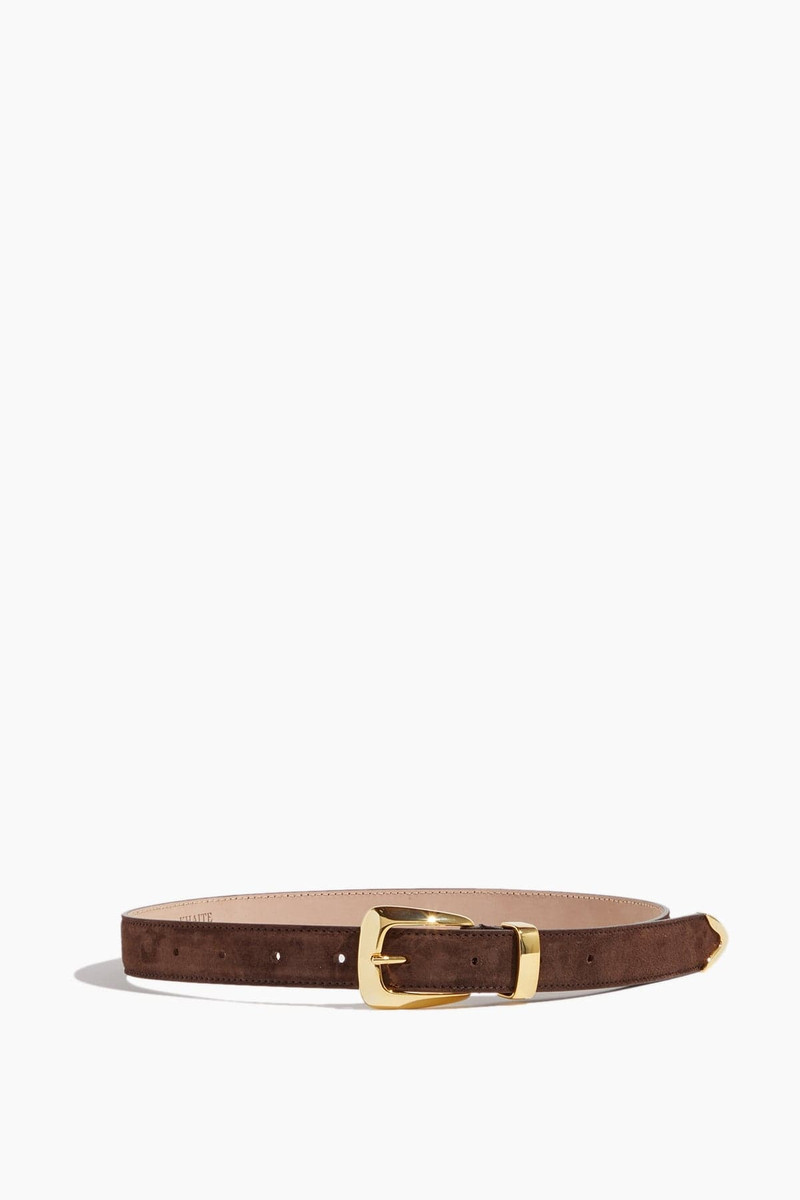 Benny Suede Calfskin Belt in Coffee - 1