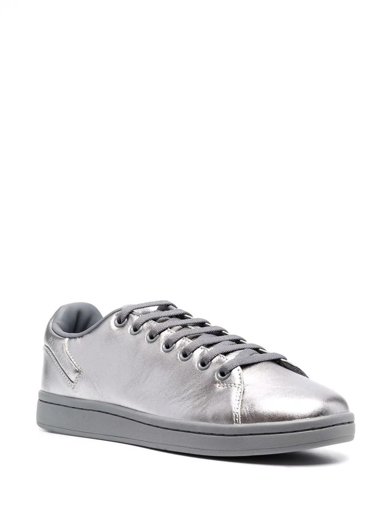Raf Simons metallic low-top leather sneakers outlook