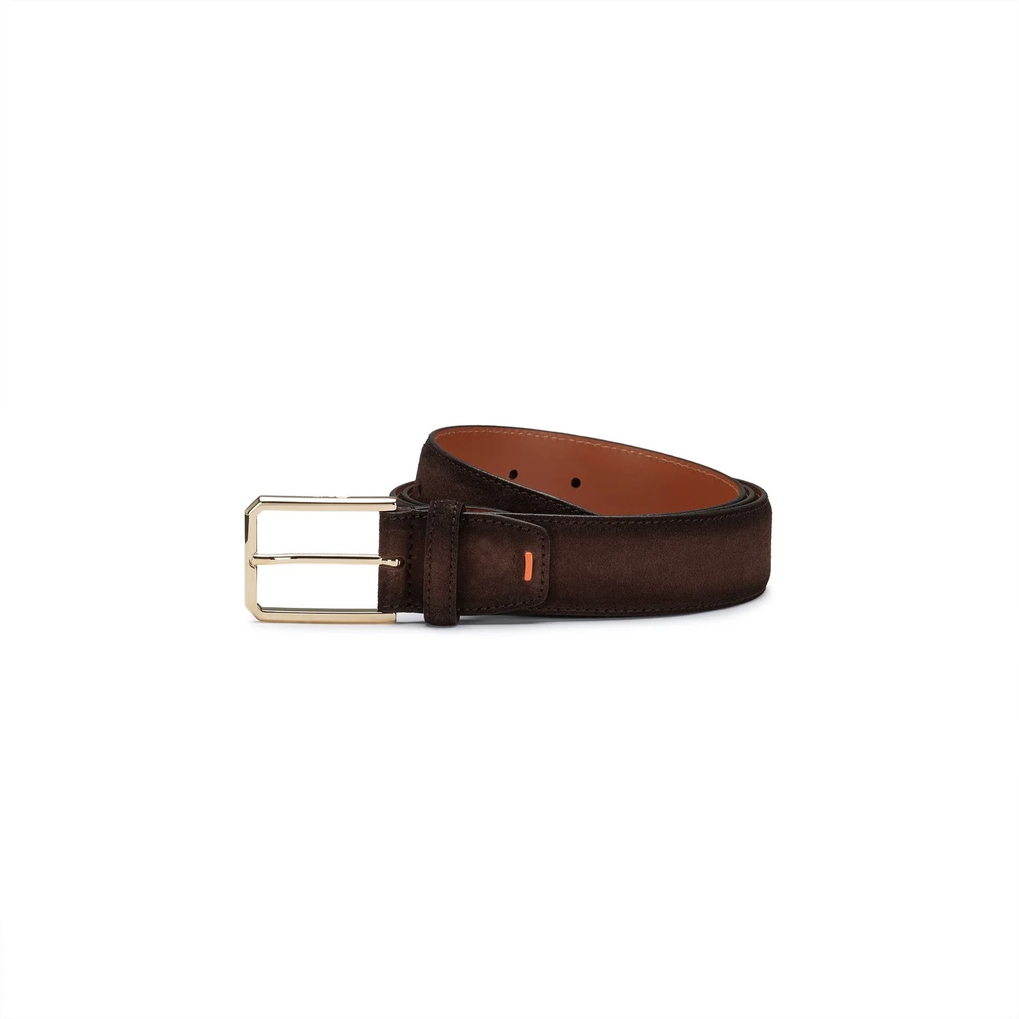 Dark brown suede adjustable belt - 1