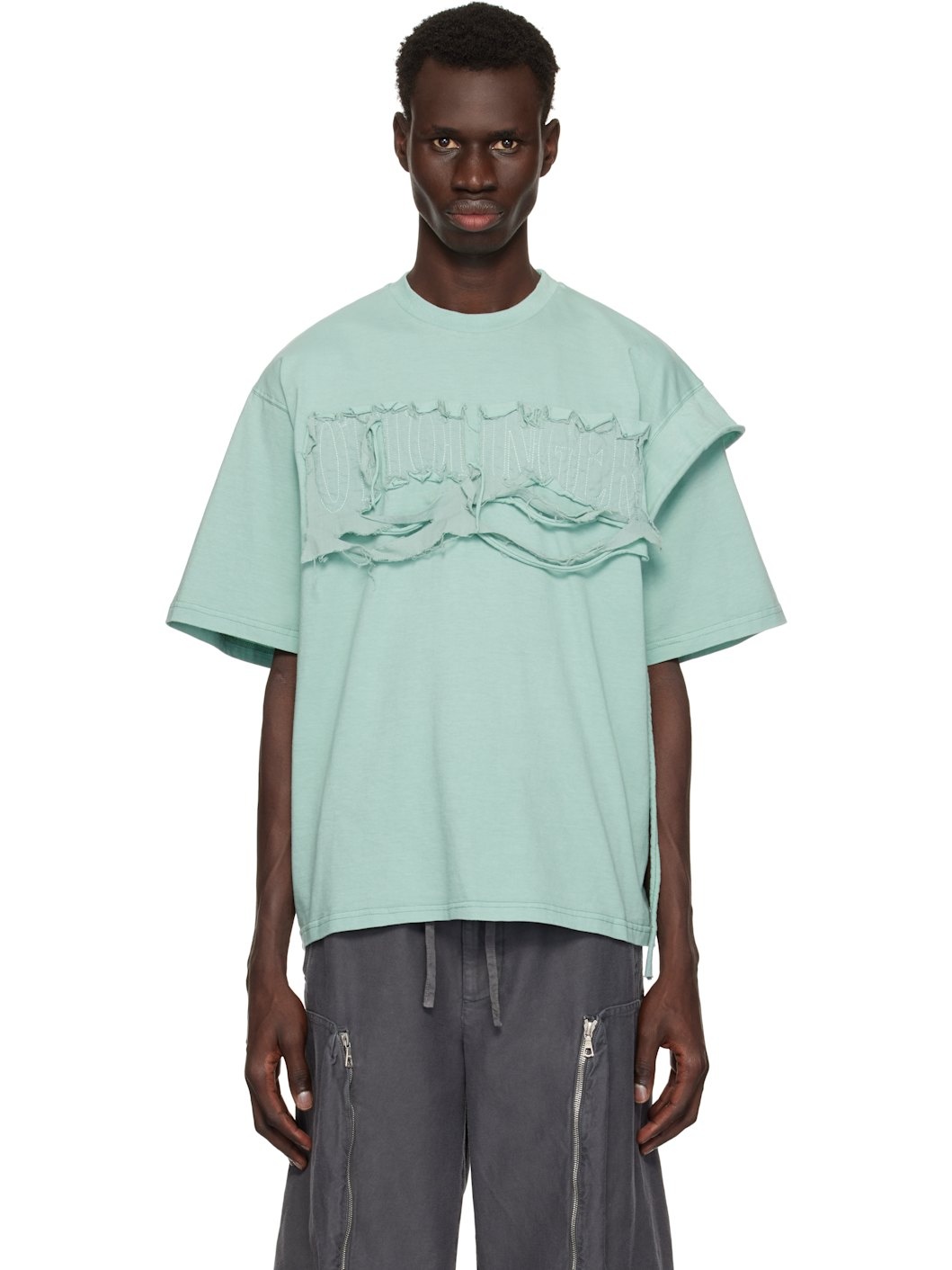 Blue Distressed Oversized T-shirt - 1