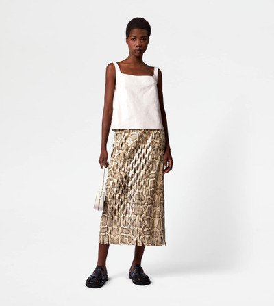 Tod's MIDI-SKIRT IN REPTILE PRINT LEATHER - BEIGE, BLACK outlook