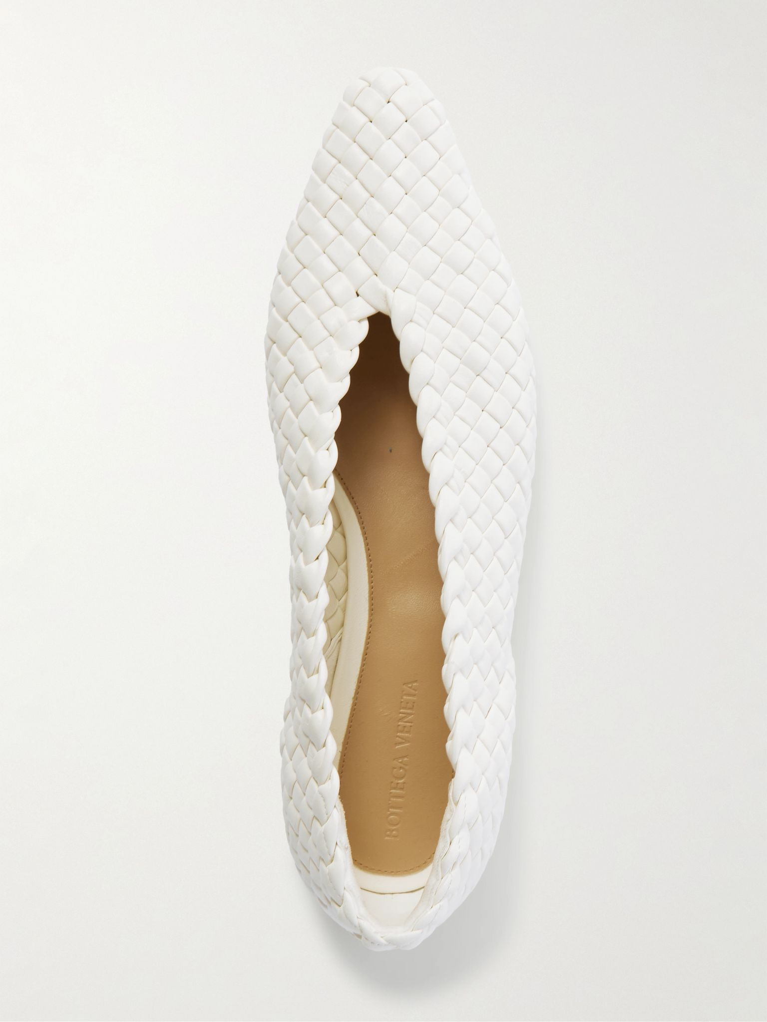 Sofia intrecciato leather point-toe flat White - 5