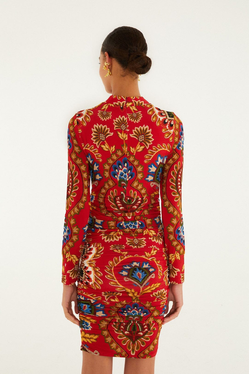 Red Folk Tapestry Jersey Mini Dress 3