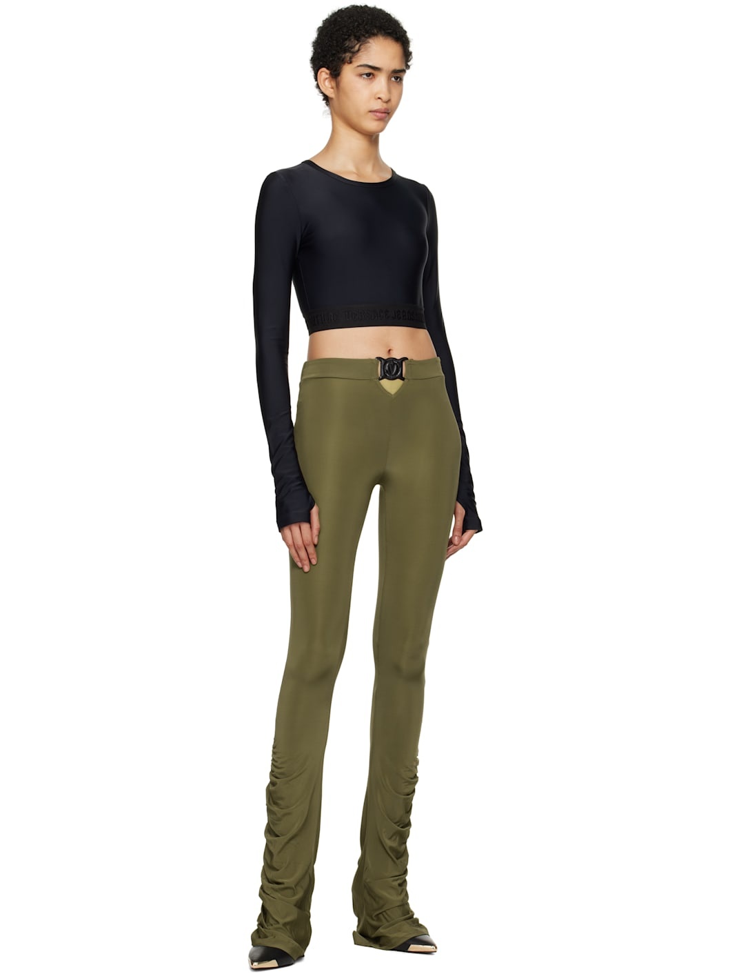 Black Cropped Long Sleeve T-shirt - 4