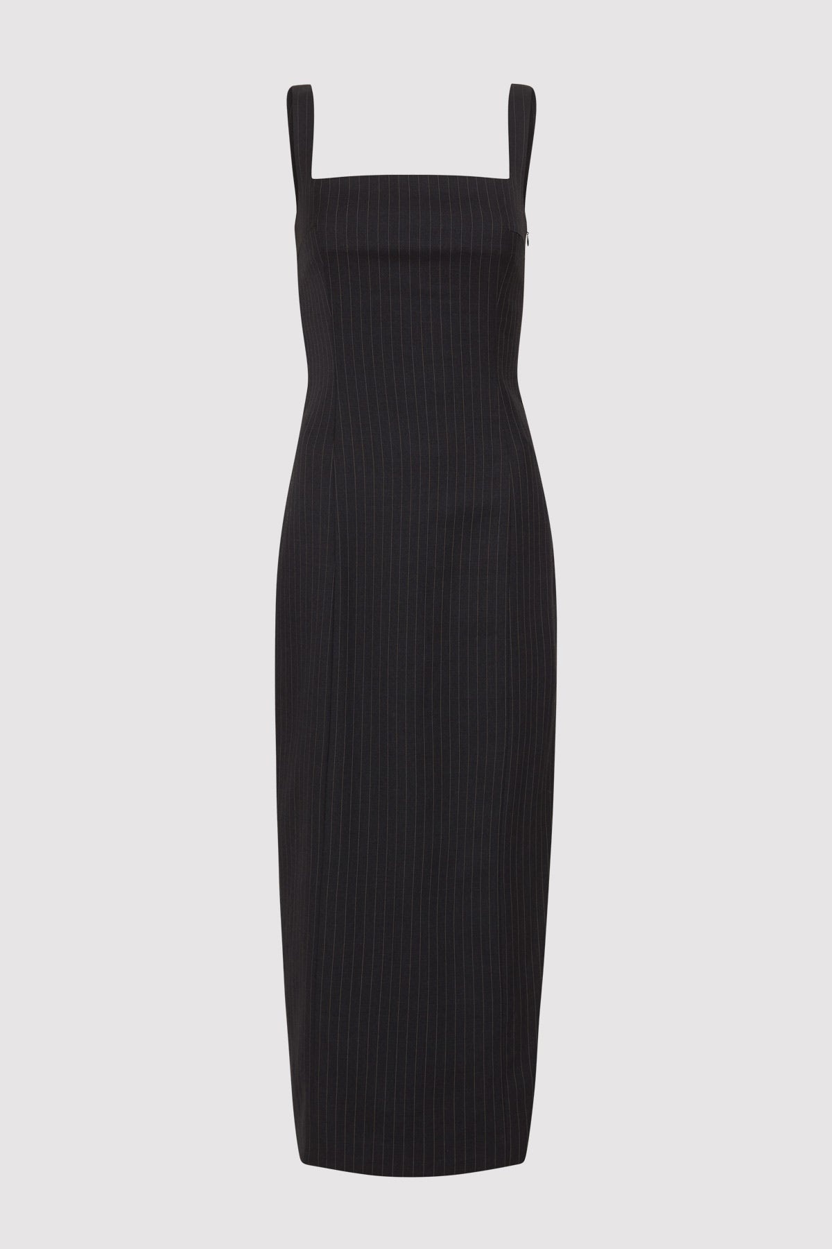 Pinstripe Midi Dress - Black - 6