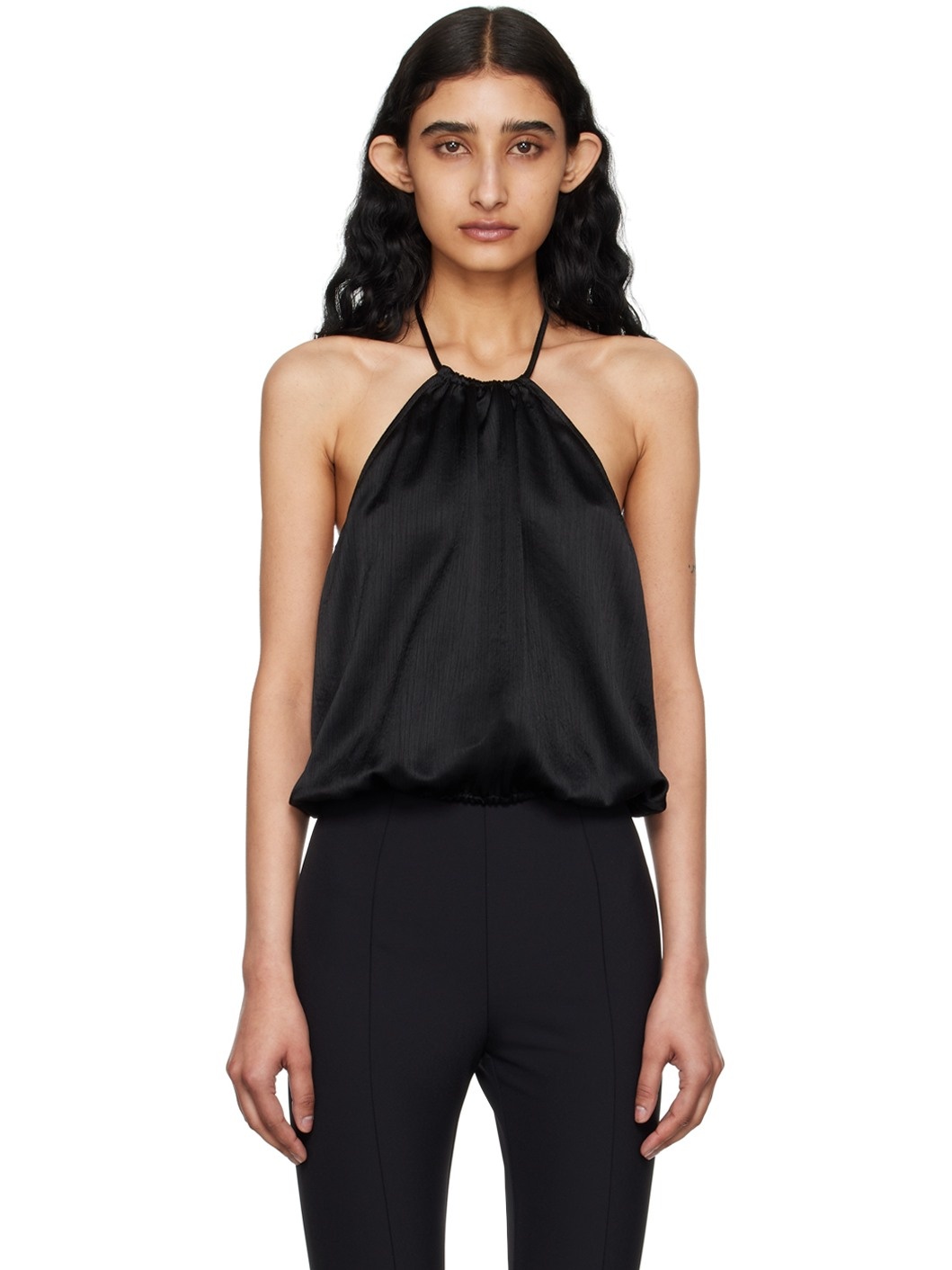 Black Draped Blouse - 1