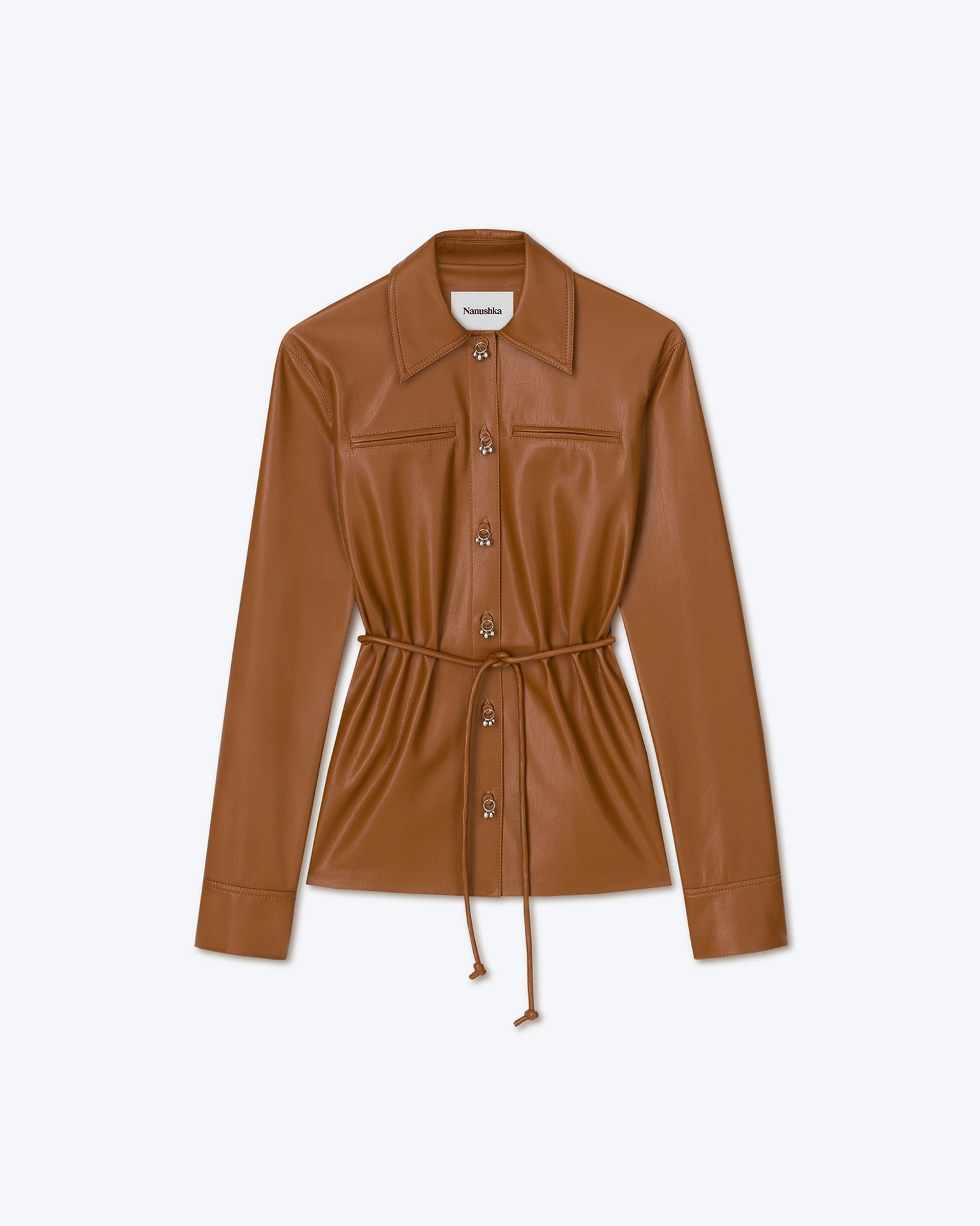 ELIDA - OKOBOR™ alt-leather shirt - Tobacco - 1