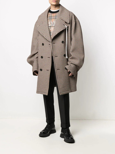 Raf Simons houndstooth double-breasted coat outlook