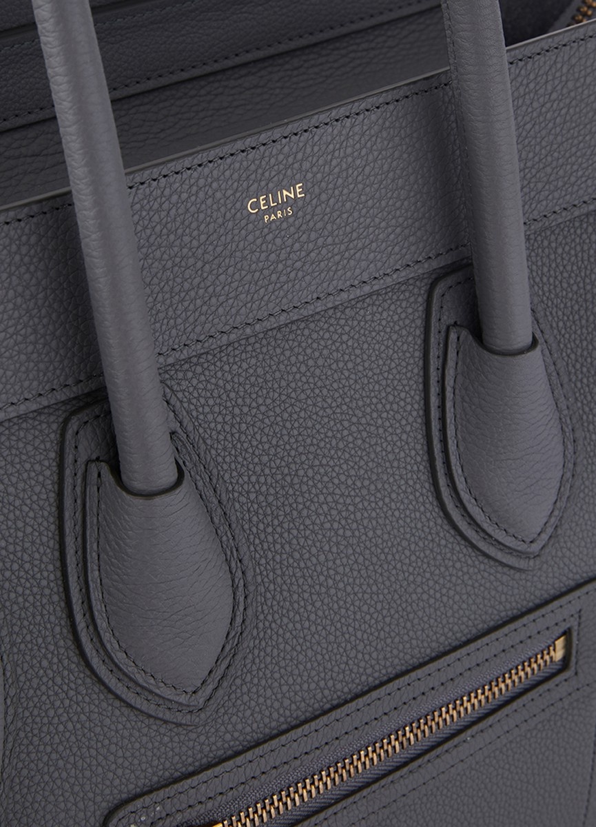 Celine Black Micro Luggage Handbag in Drummed Calfskin