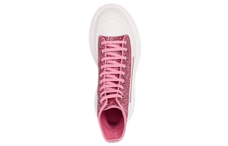(WMNS) Alexander McQueen Tread Slick Glitter High-Top 'Pink White' 666806W4JF45489 - 5