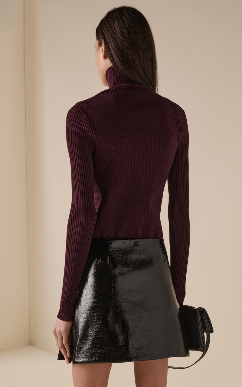 Oblique Buttoned Knit Sweater burgundy 4