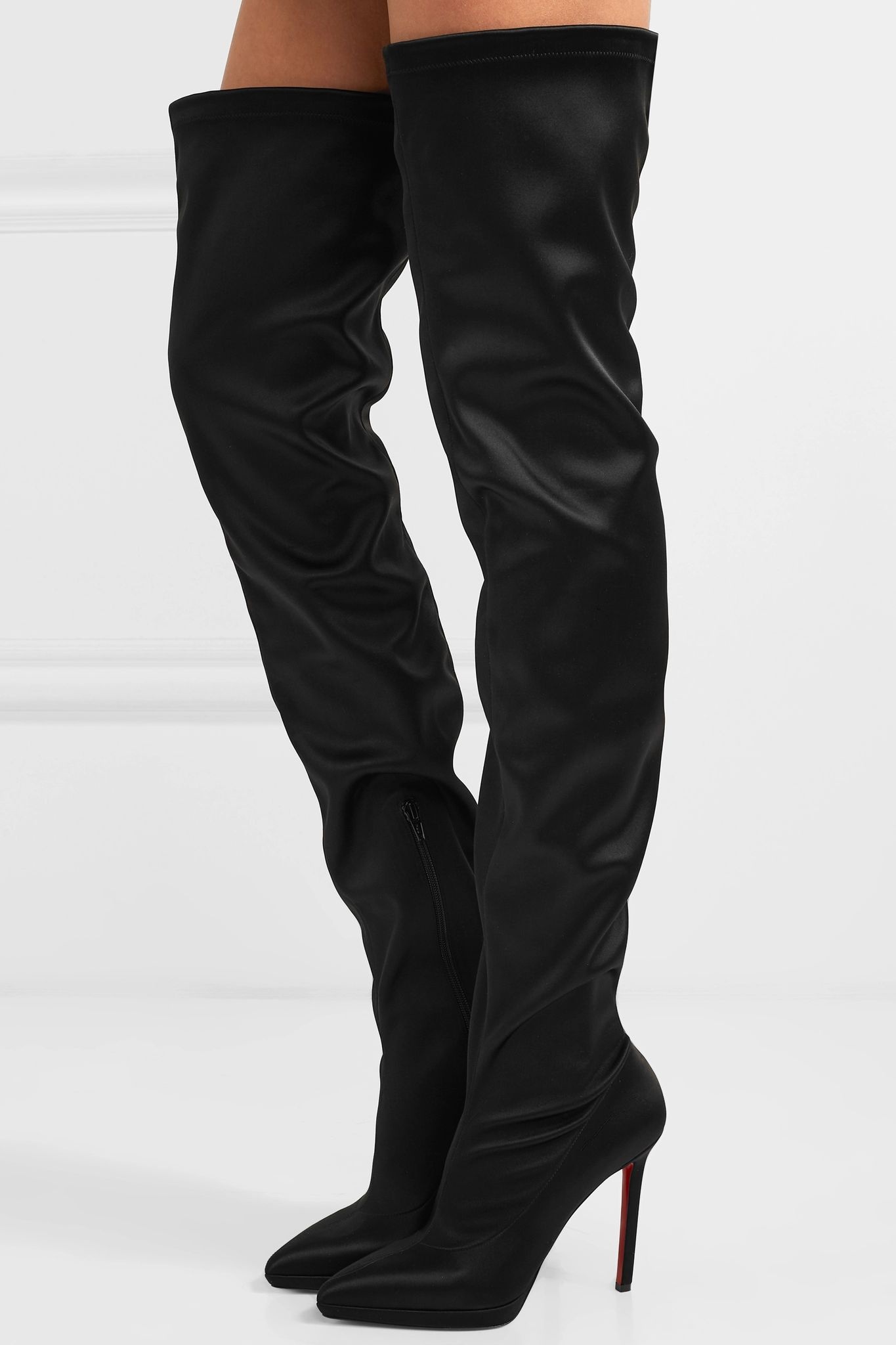 Montana 120 stretch-satin thigh boots - 2