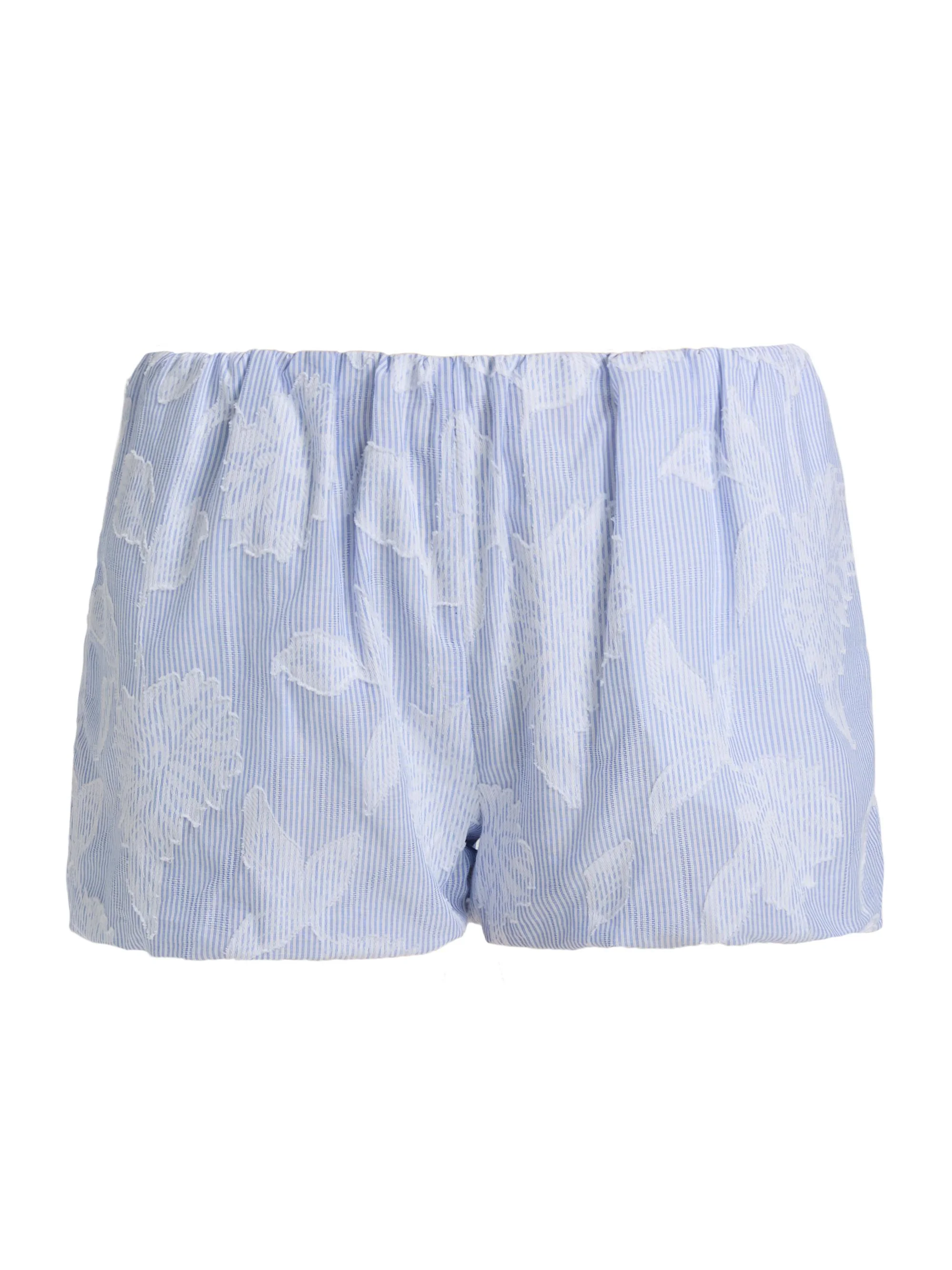 Women's Olson Floral-Striped Cotton Bubble Shorts - Light Blue White - 1