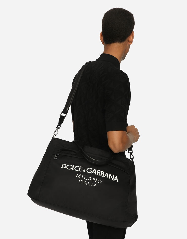 Nylon holdall with rubberized logo - 2