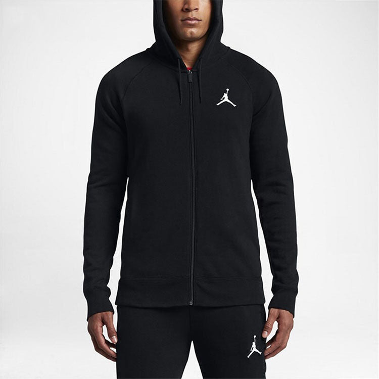 Air Jordan Embroidered Knit Hooded Jacket Men's Black AH3932-010 - 4
