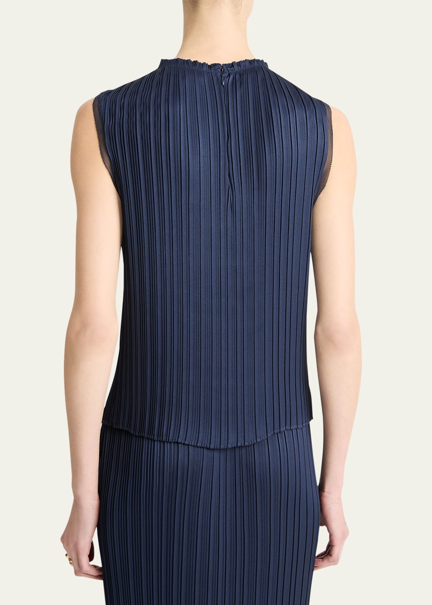 Pleated Crewneck Shell Top - 2
