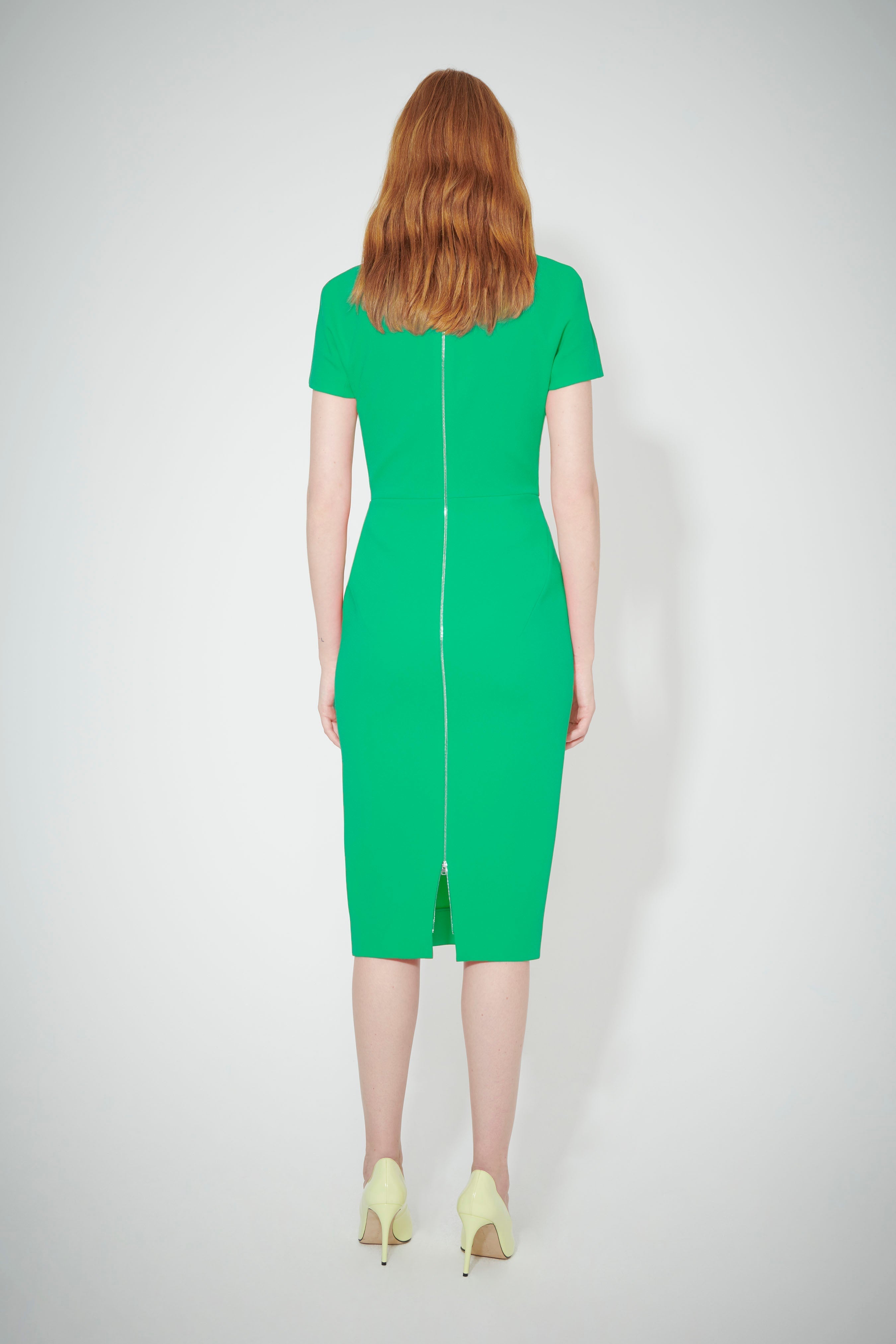 T-Shirt Fitted Dress in Bright Green - 4