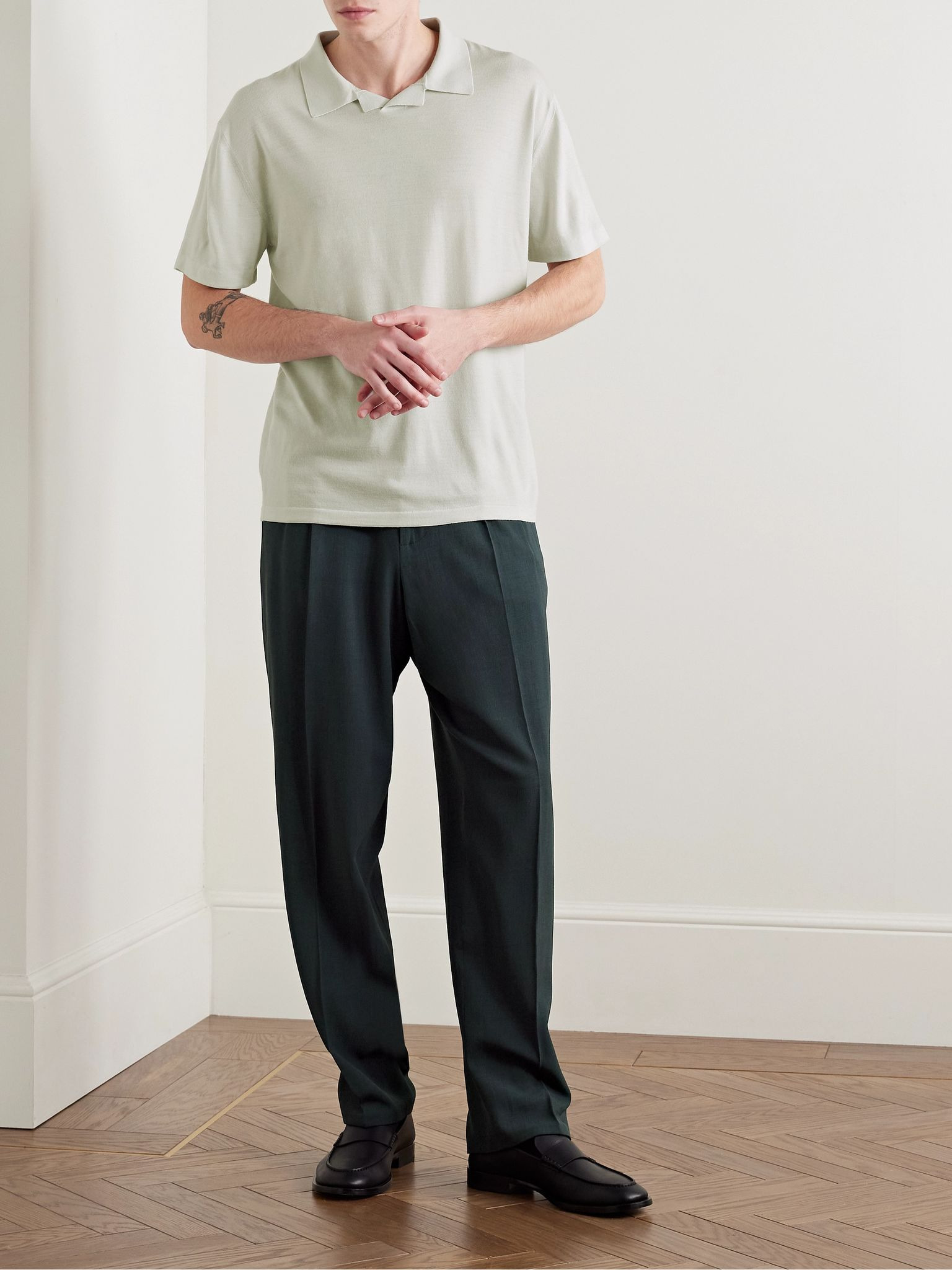 Mauro Wool Polo Shirt Neutral - 2