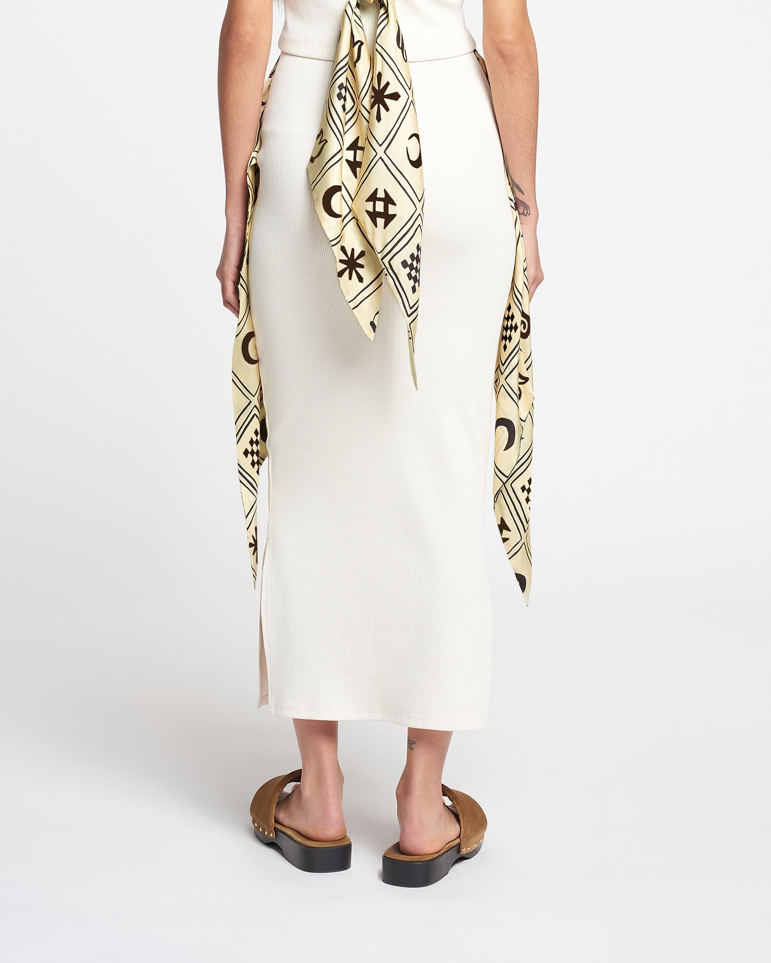 Silk-Trimmed Ribbed-Jersey Skirt - 2