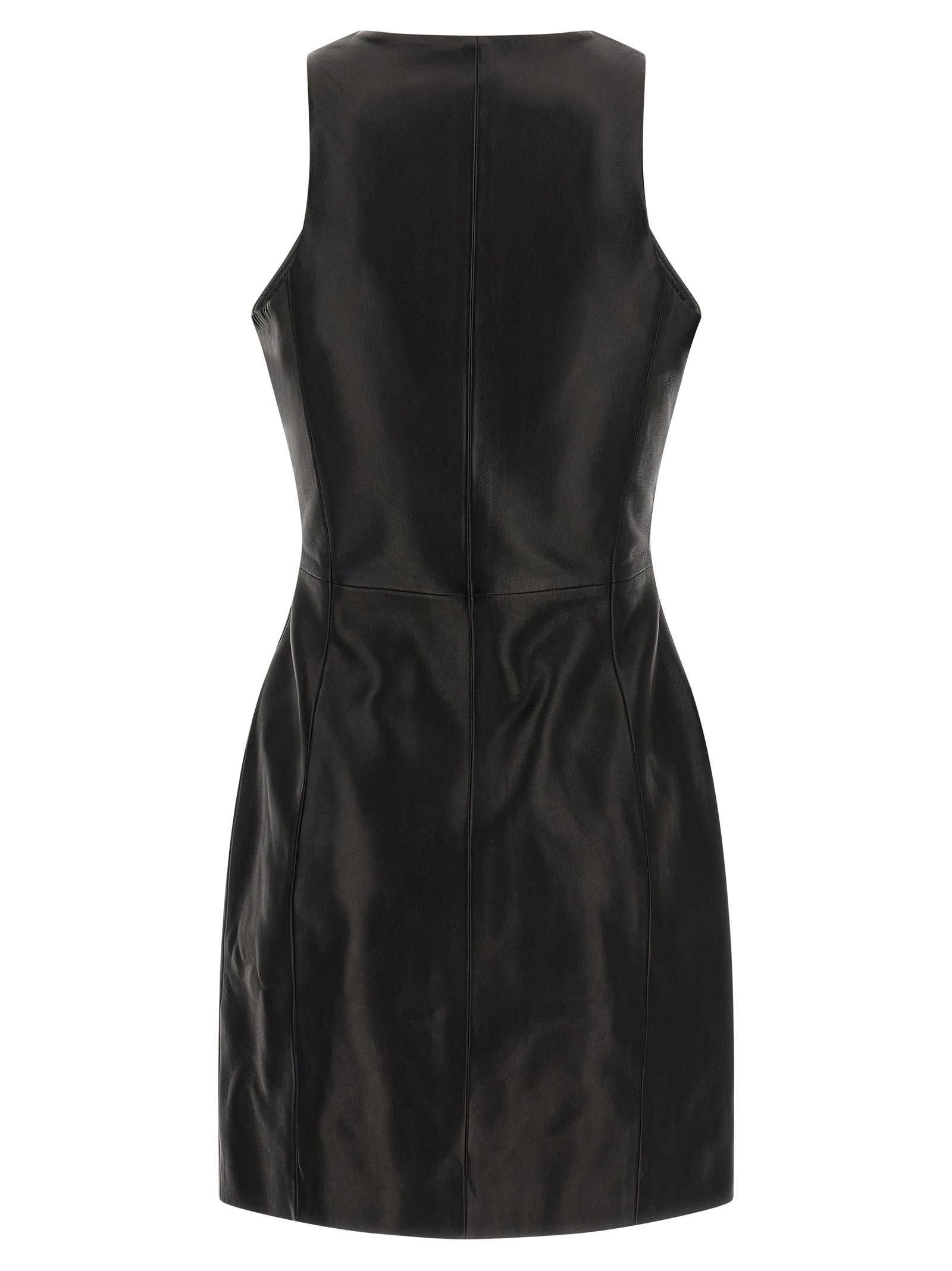 Maxi Zip Leather Dress Dresses Black - 2