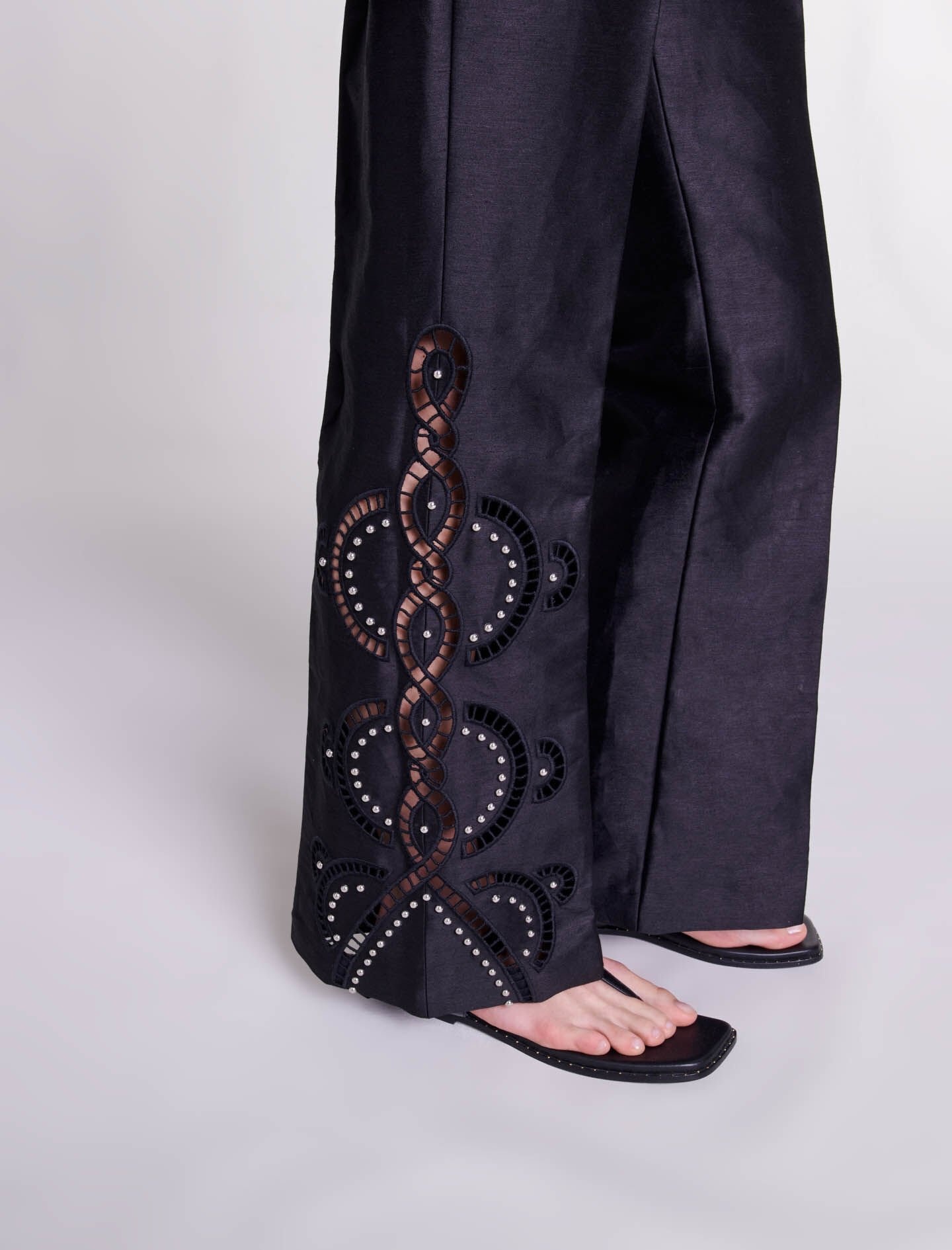 Openwork flared trousers - 3