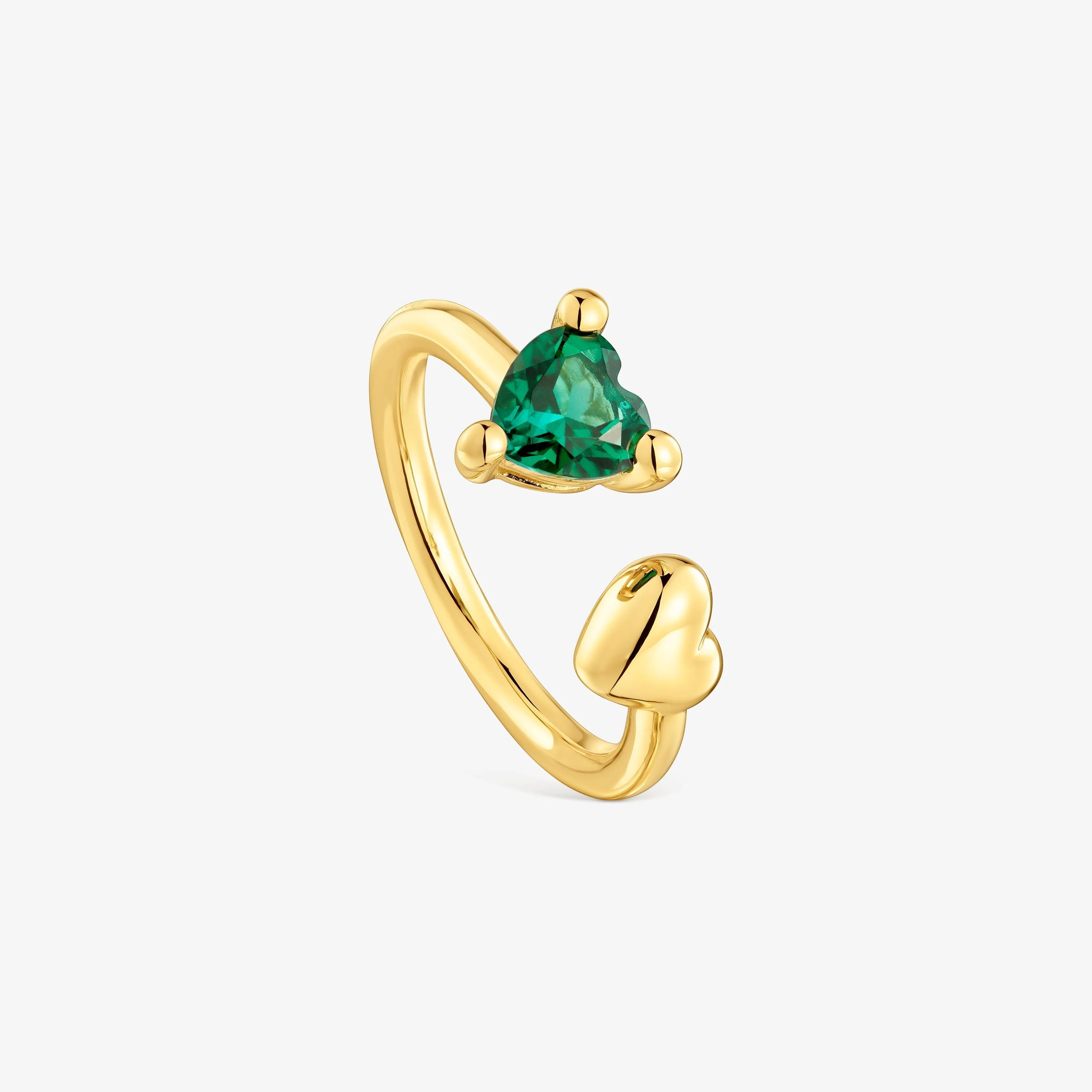 18K gold vermeil open Ring with lab-grown emerald Garden of Love LGG - 1