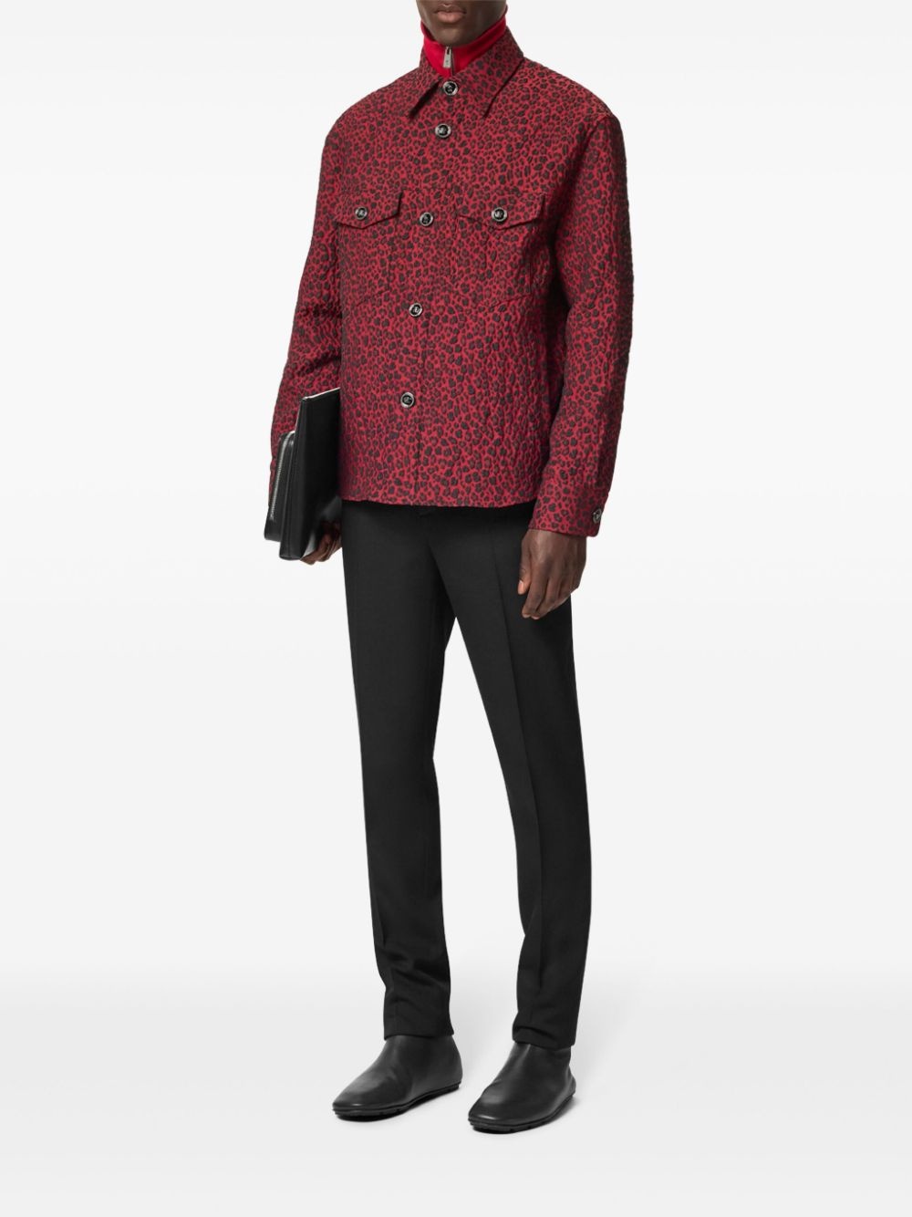 leopard-jacquard jacket - 2