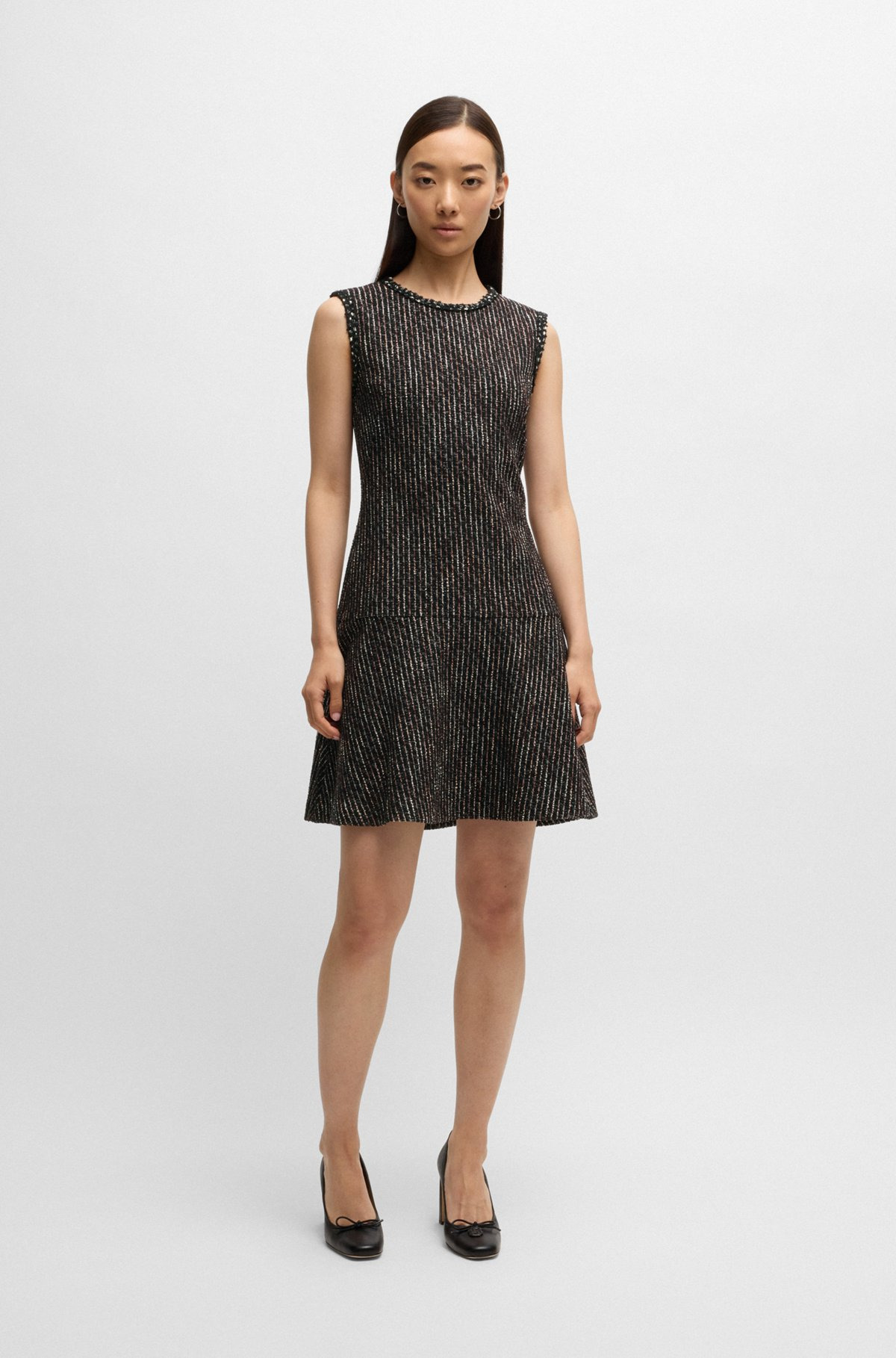 TAPE-TRIM DRESS IN JERSEY BOUCLÉ - 3
