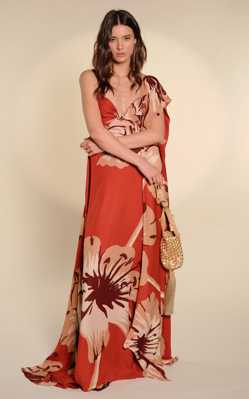 Johanna Ortiz Dreamscape Silk Maxi Dress red outlook