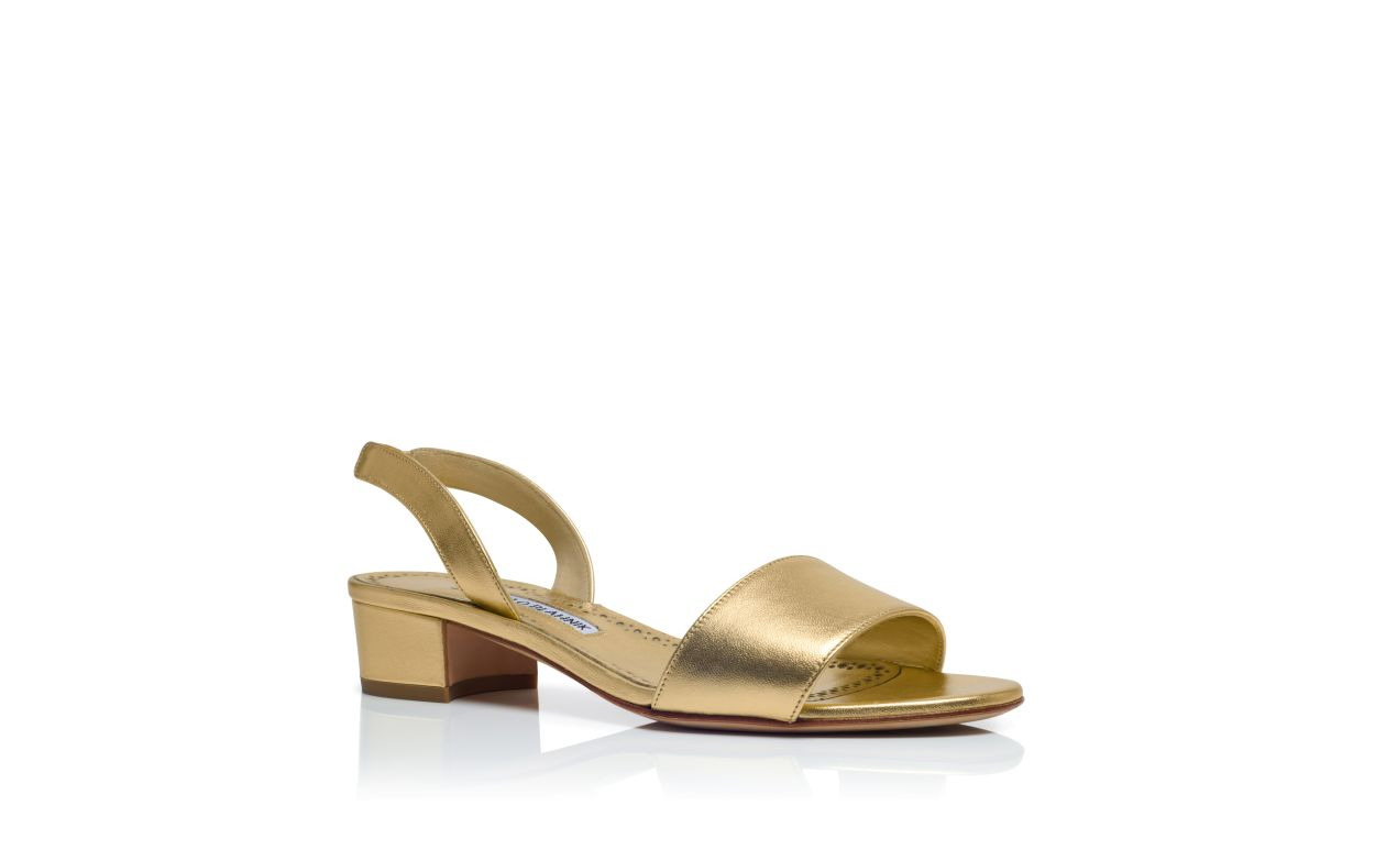 Gold Nappa Leather Slingback Sandals - 4