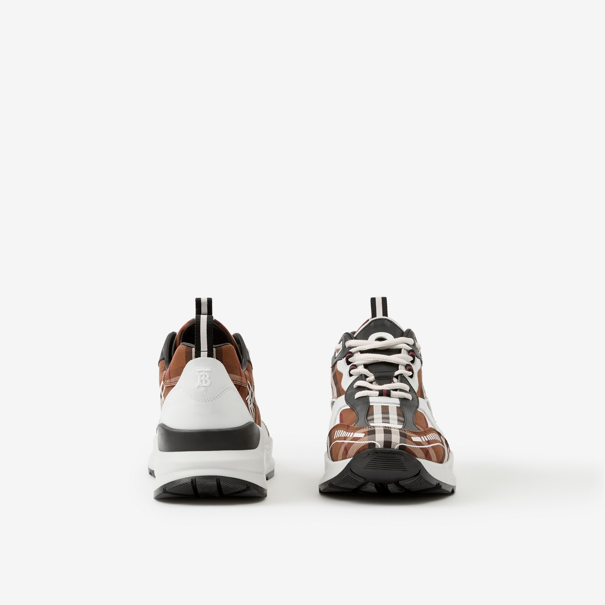 Vintage Check Cotton and Leather Sneakers - 4