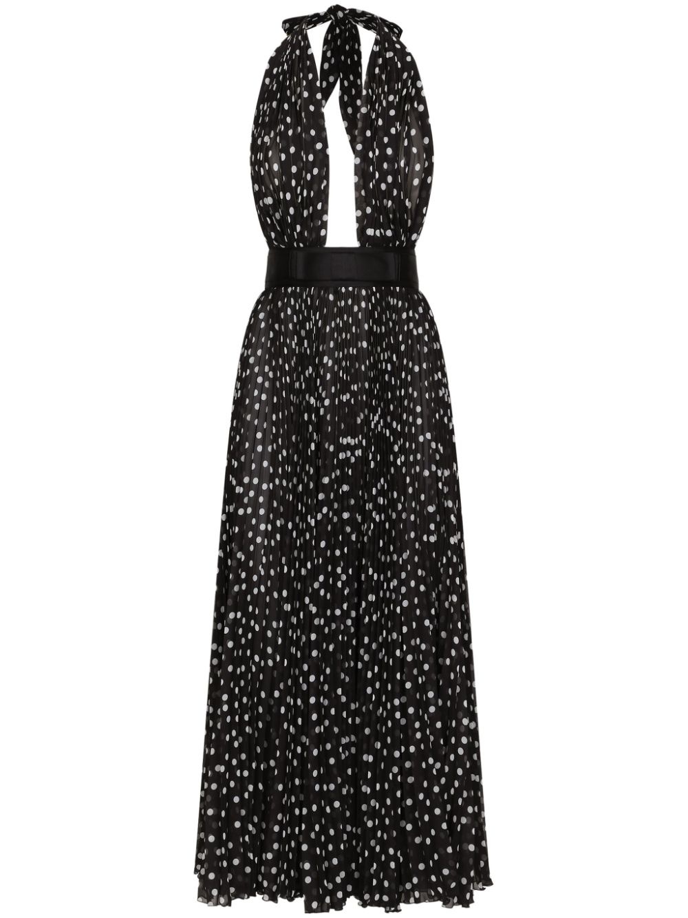 polka dot-print halterneck dress - 1